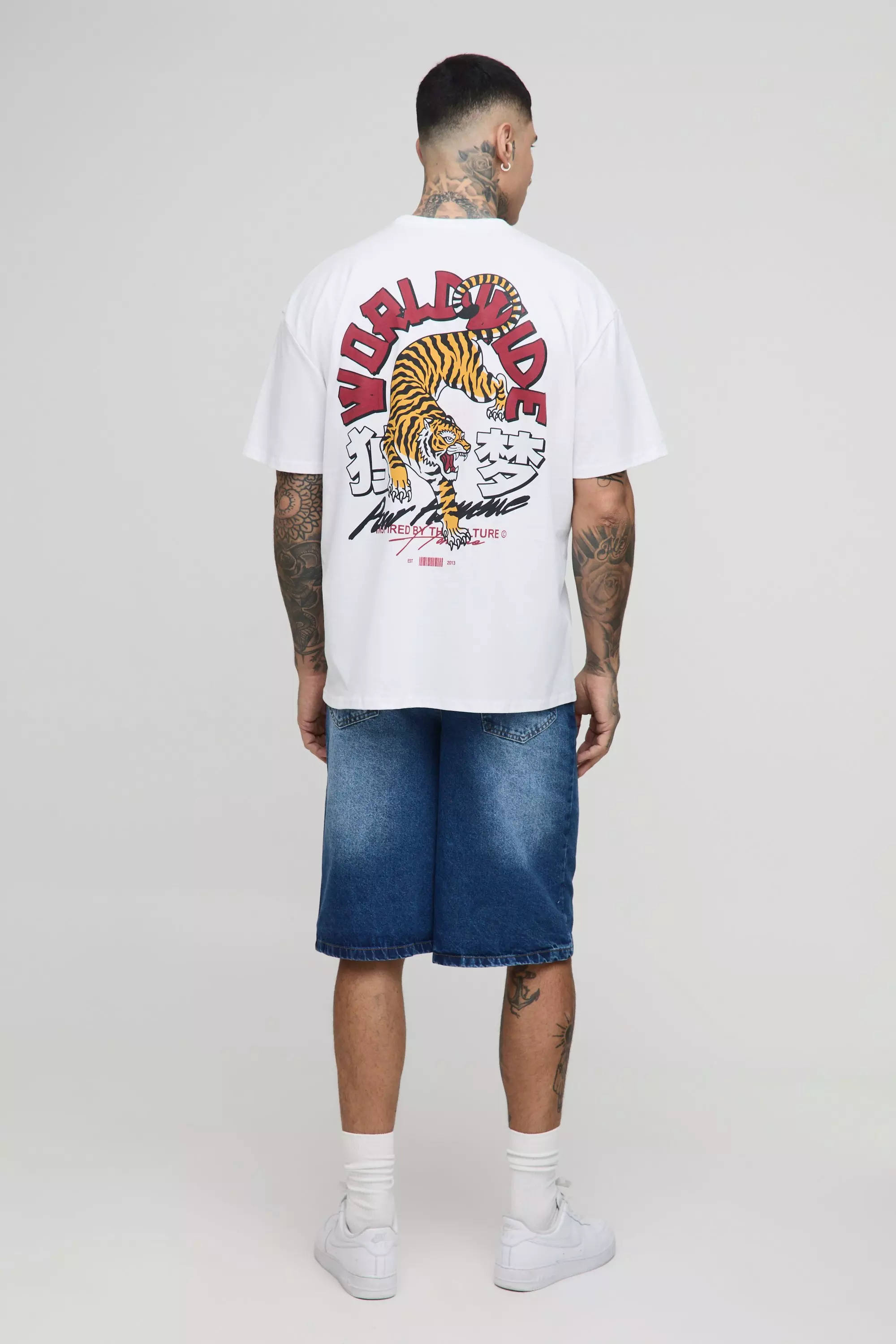 Tall - T-shirt oversize à imprimé tigre, White autre image