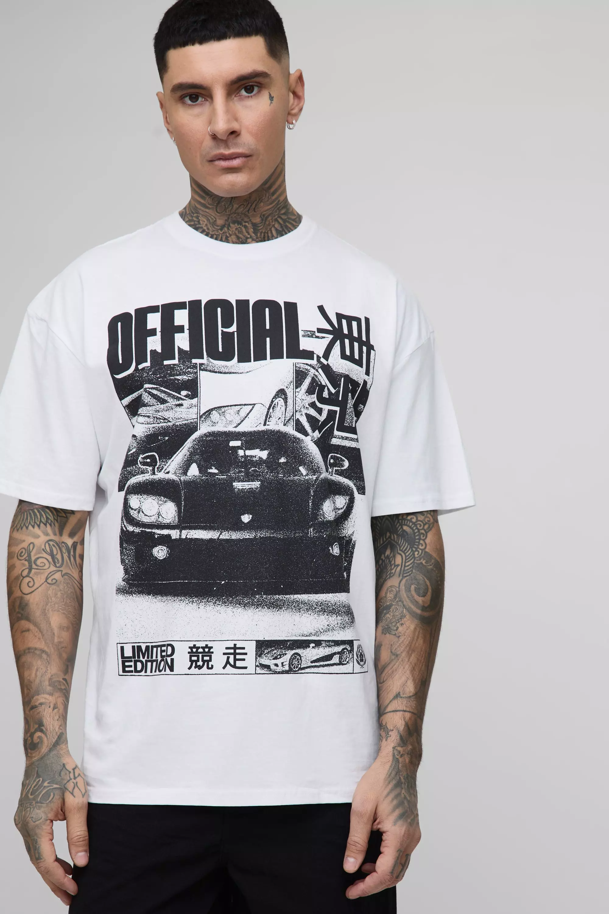 Tall - T-shirt oversize à imprimé voiture, White autre image