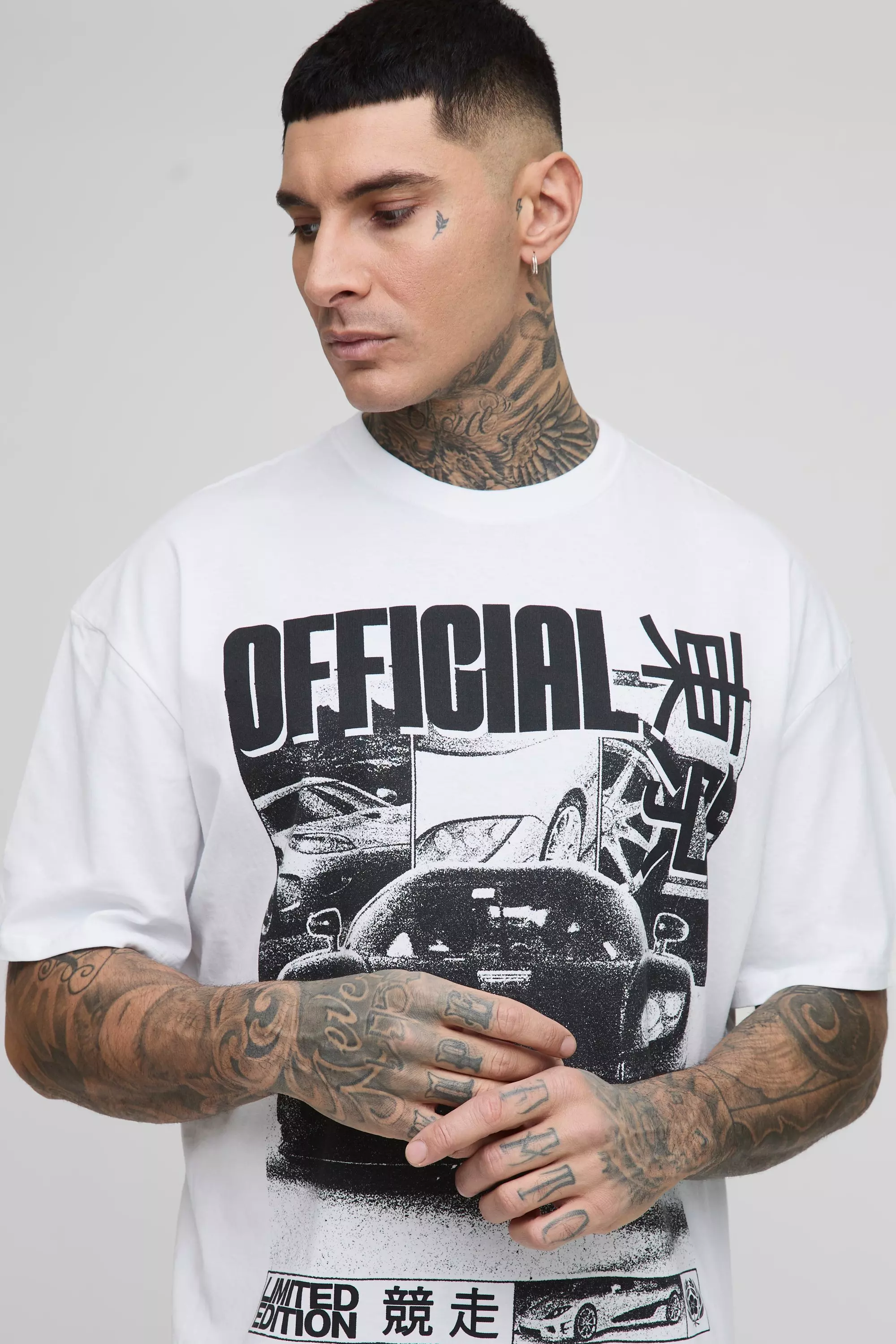 Tall - T-shirt oversize à imprimé voiture, White autre image