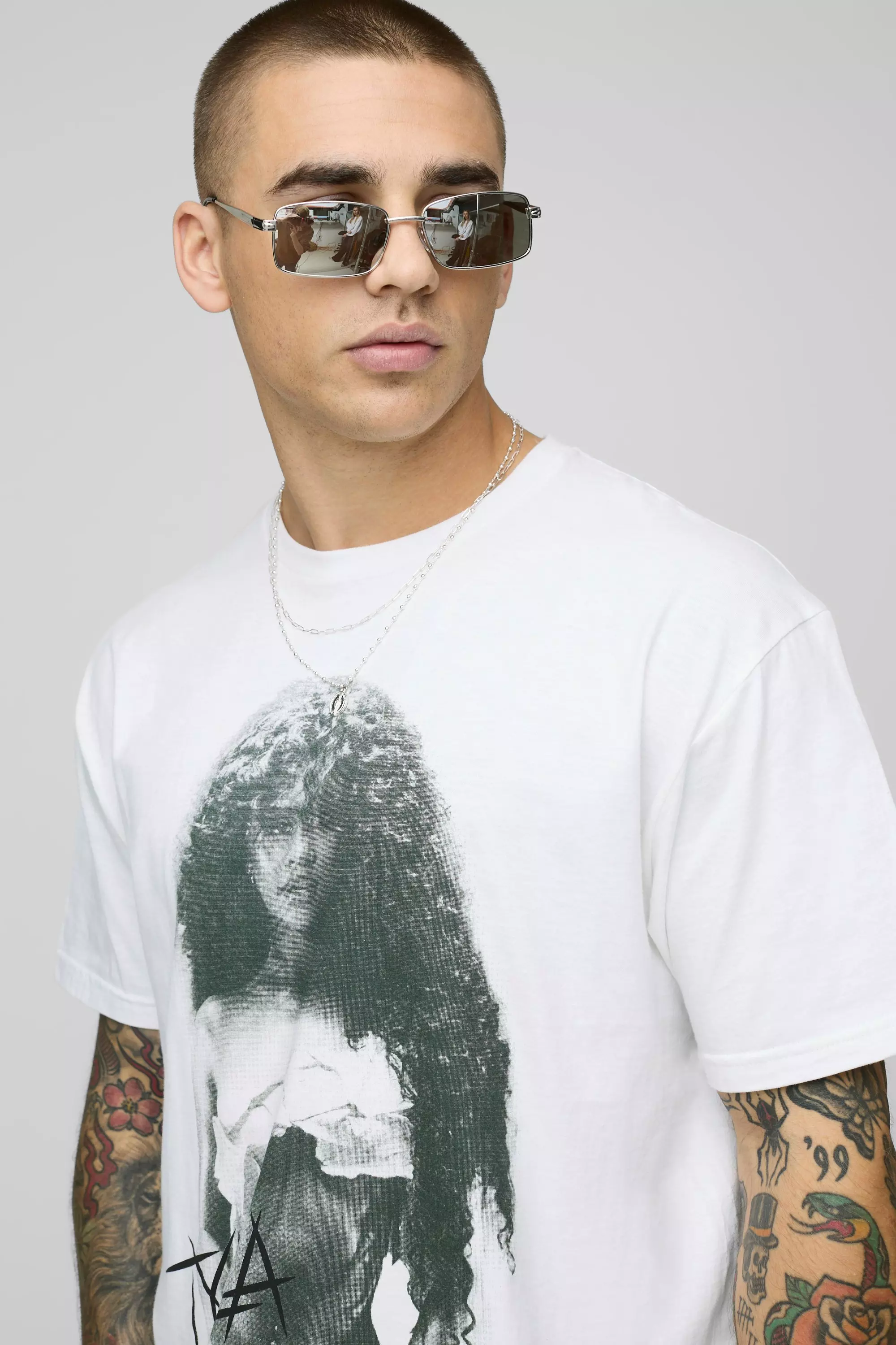 White Oversized Gelicenseerd Tyla T-Shirt Met Print alternatieve afbeelding