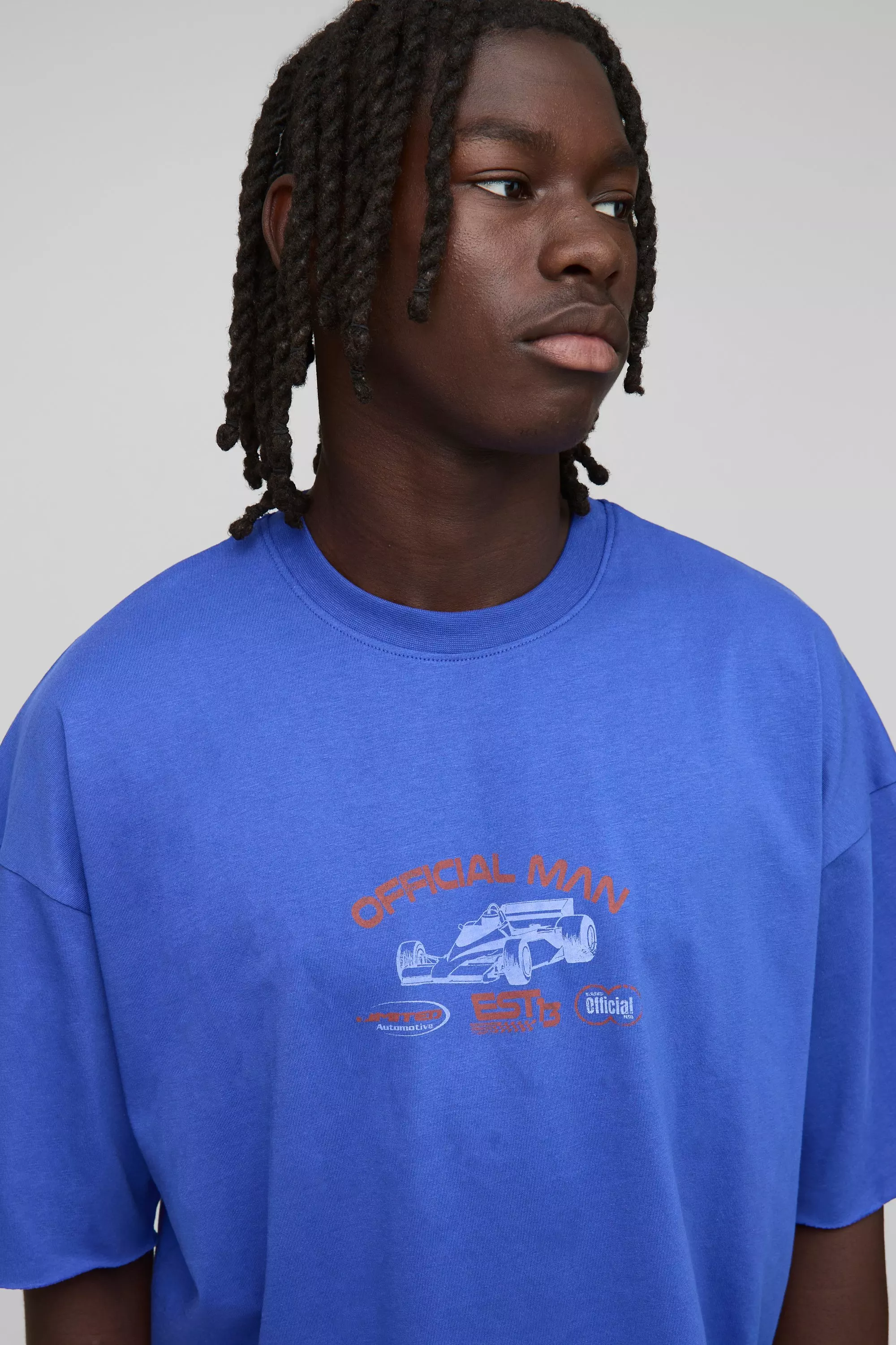 Oversized Shrunken Raw Edge Faded Moto Graphic T-Shirt | boohooMAN USA