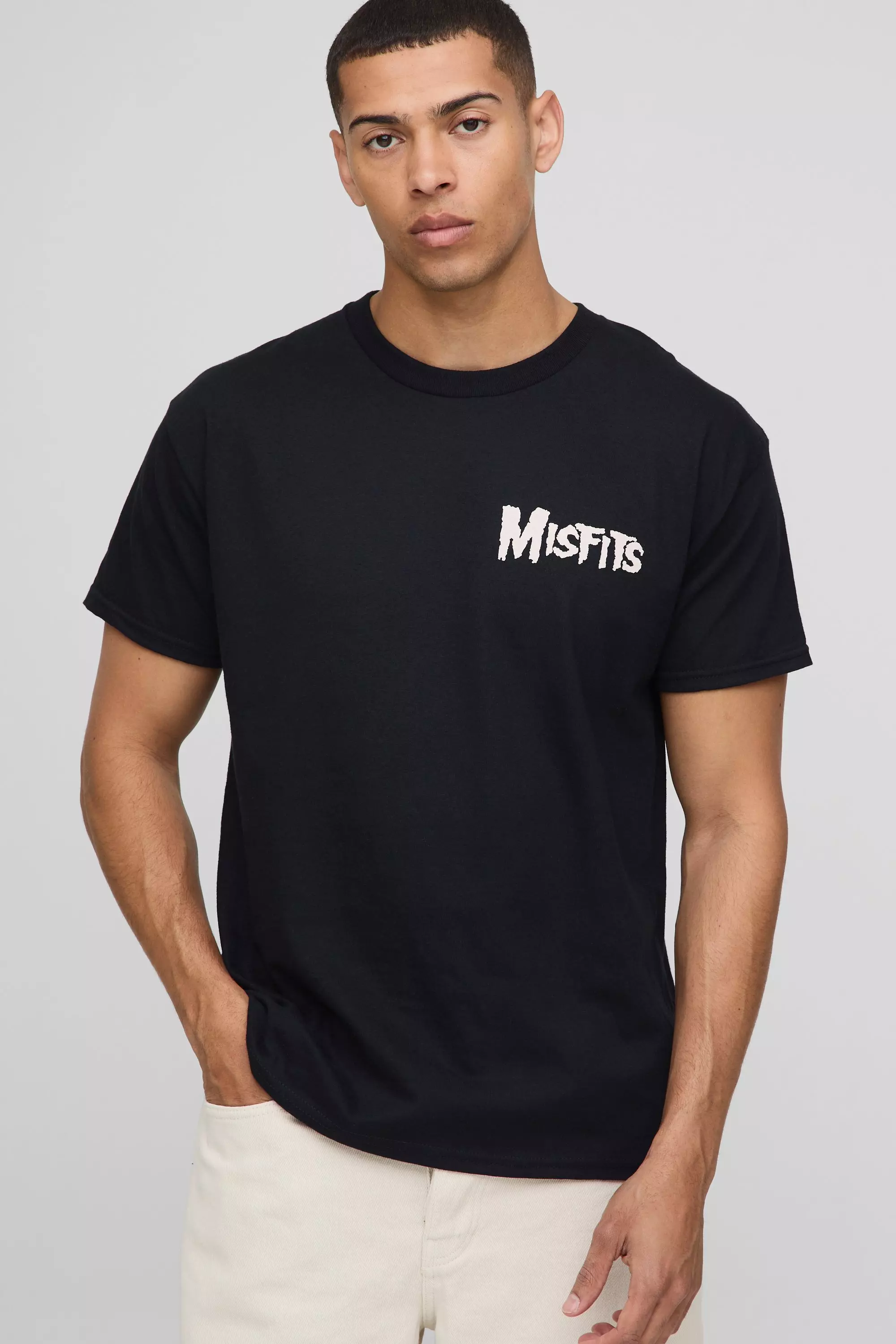 Black Regular Fit Misfits License Printed T-Shirt alternative image