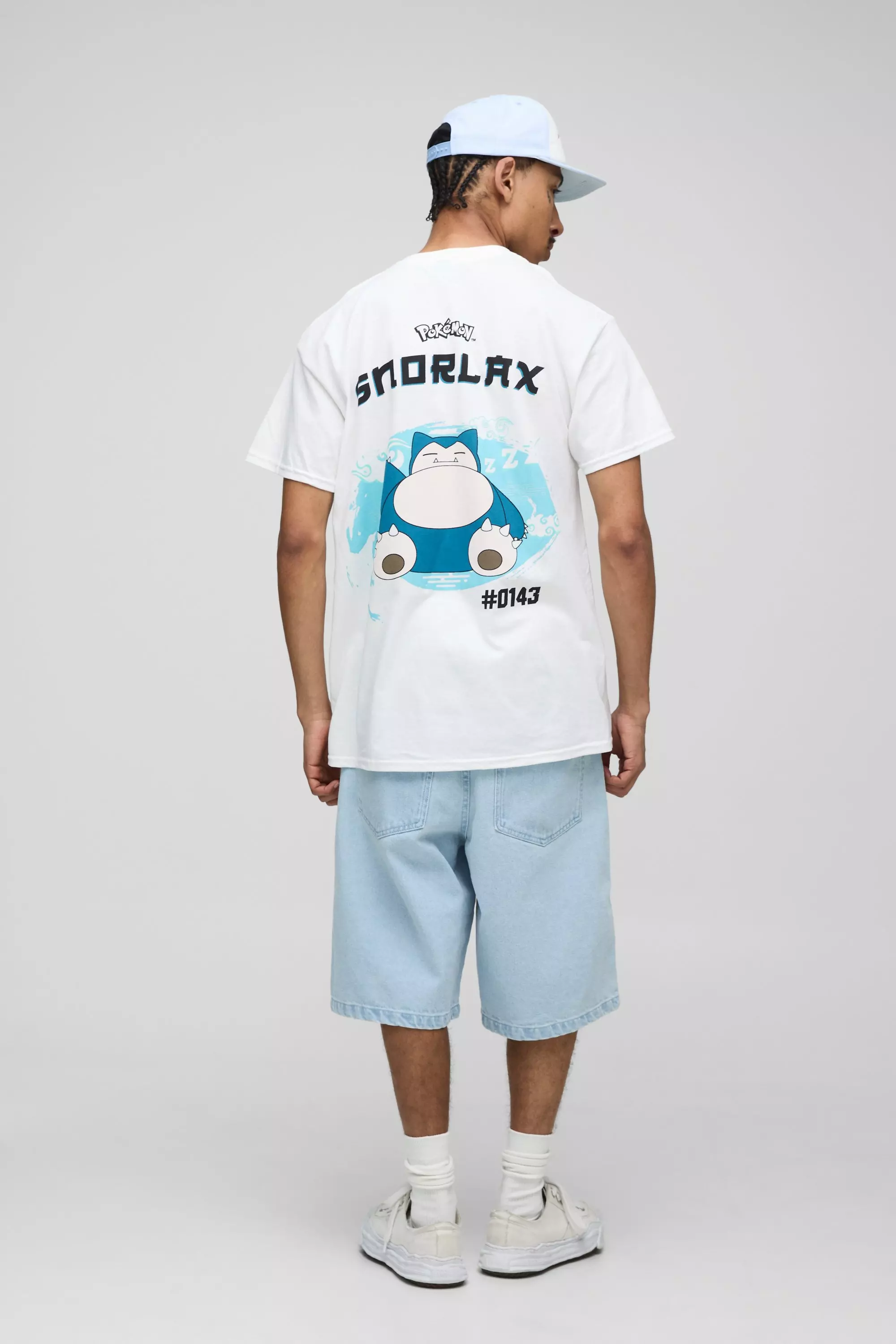 White Oversized Pokemon Snorlax License Printed T-Shirt alternative image