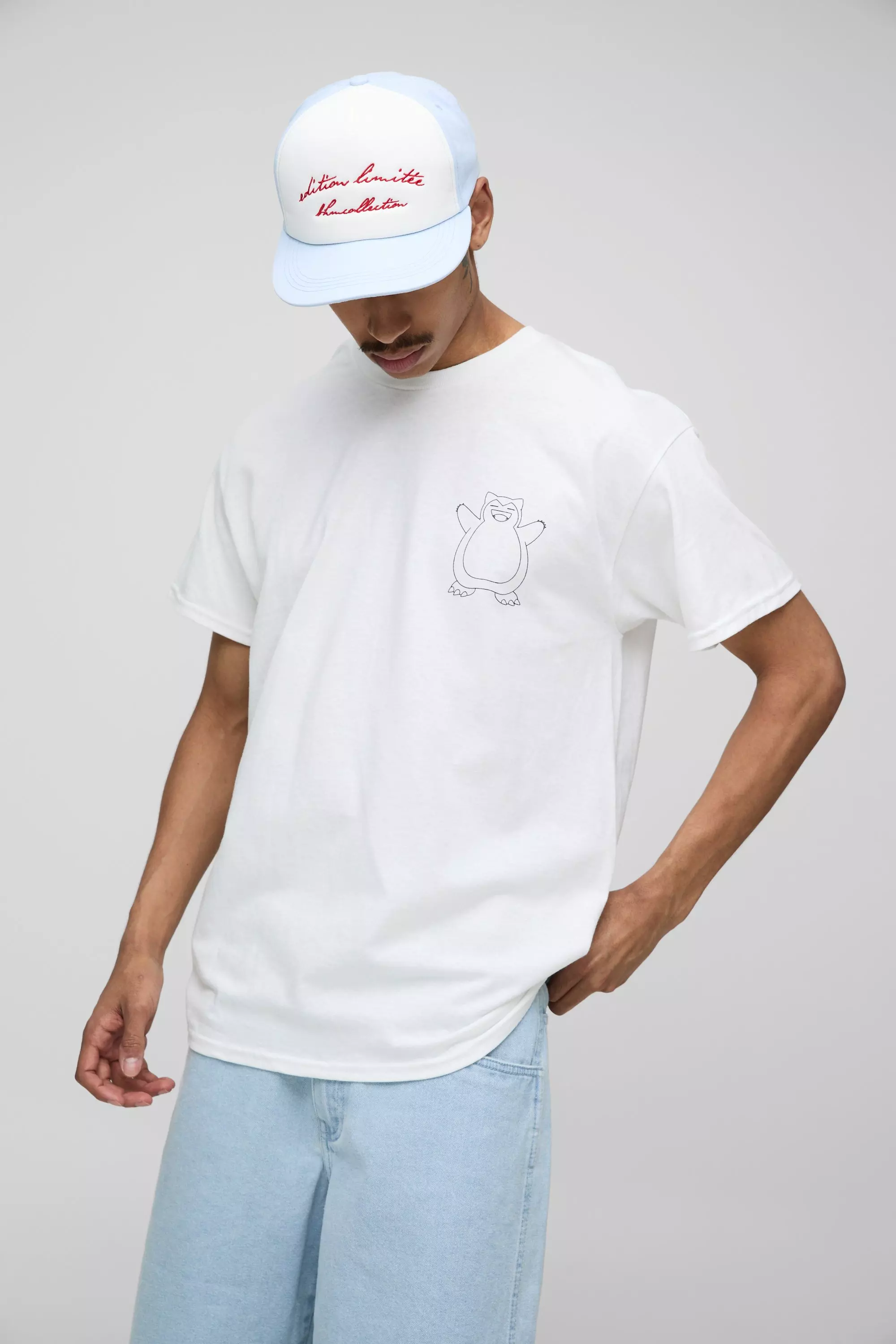 White Oversized Pokemon Snorlax License Printed T-Shirt alternative image