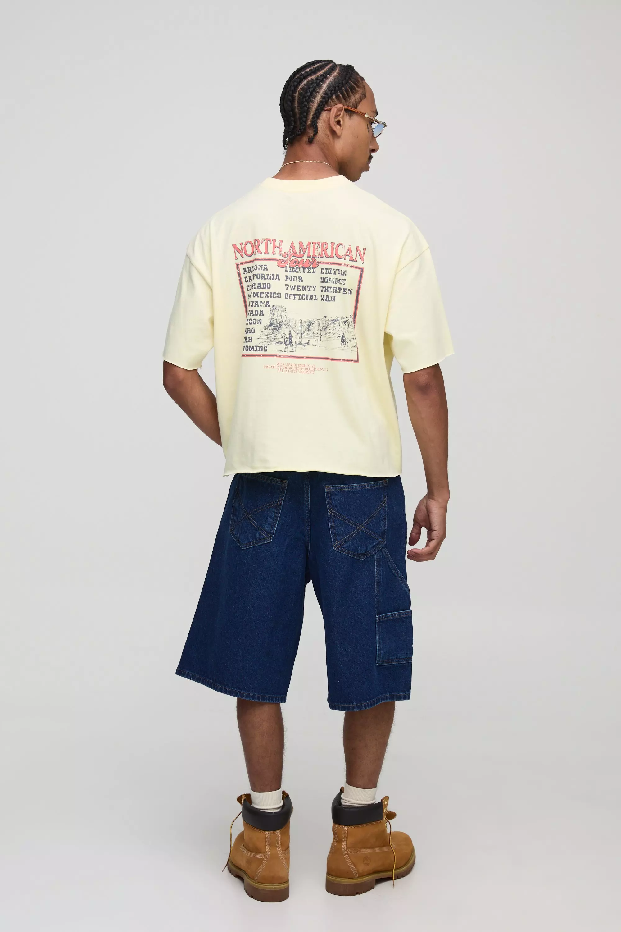 Oversized Shrunken Landscape Graphic Distressed T-Shirt | boohooMAN USA