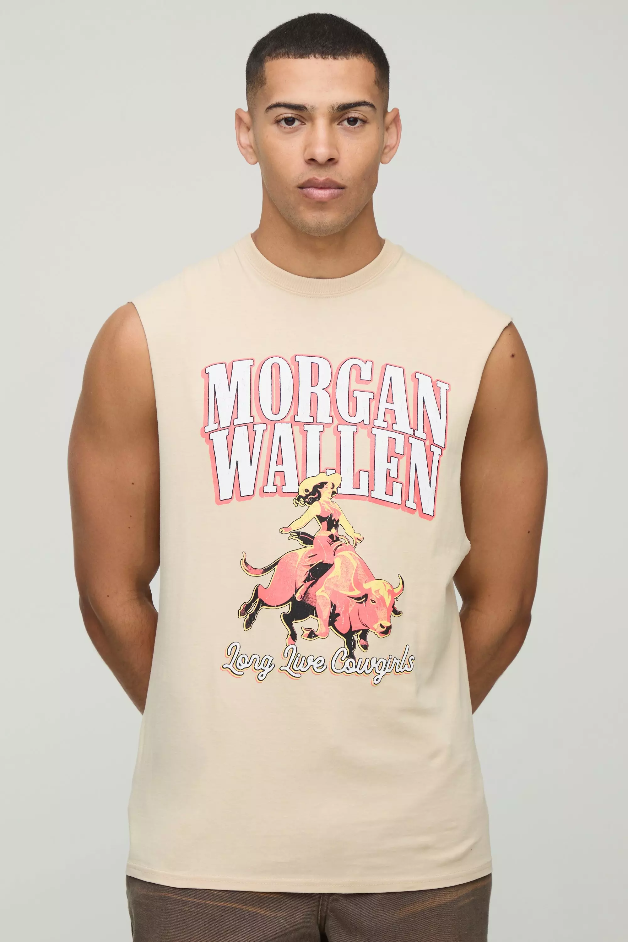 Sand Morgan Wallen License Printed Droparm Tank alternative image