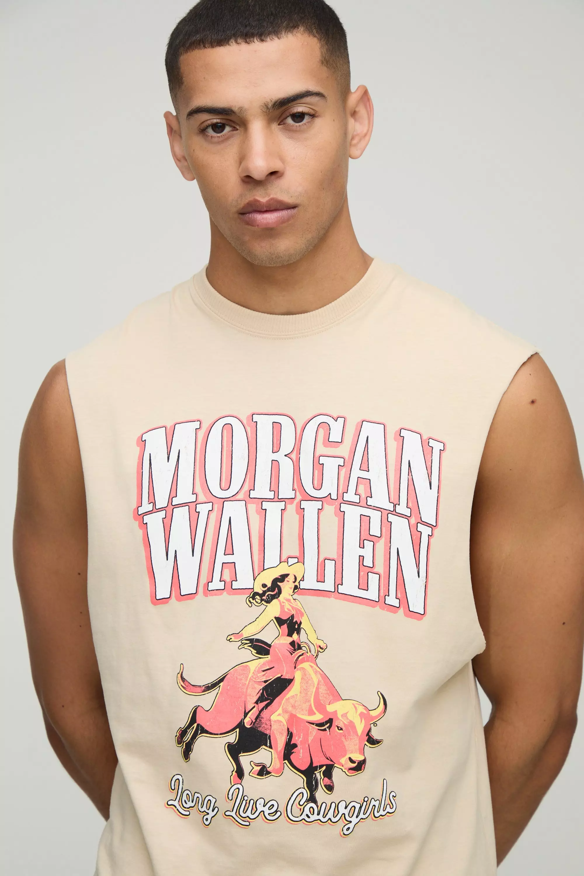 Sand Morgan Wallen License Printed Droparm Tank alternative image