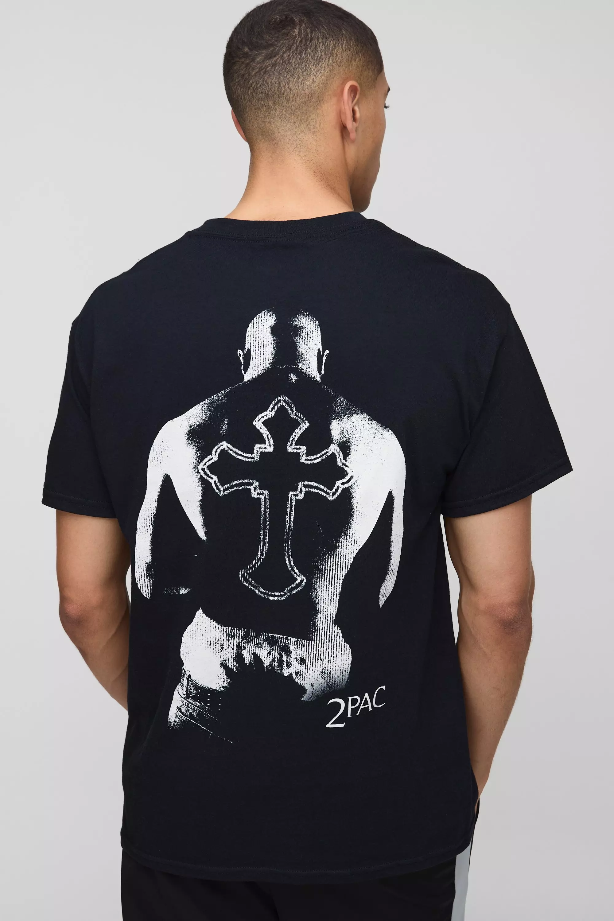 Black Oversized Tupac License Graphic T Shirt alternative image