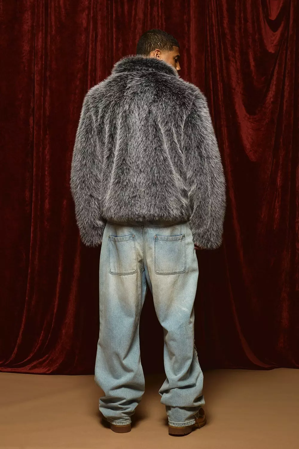 Boxy Fit Faux Fur Collared Jacket | boohooMAN USA