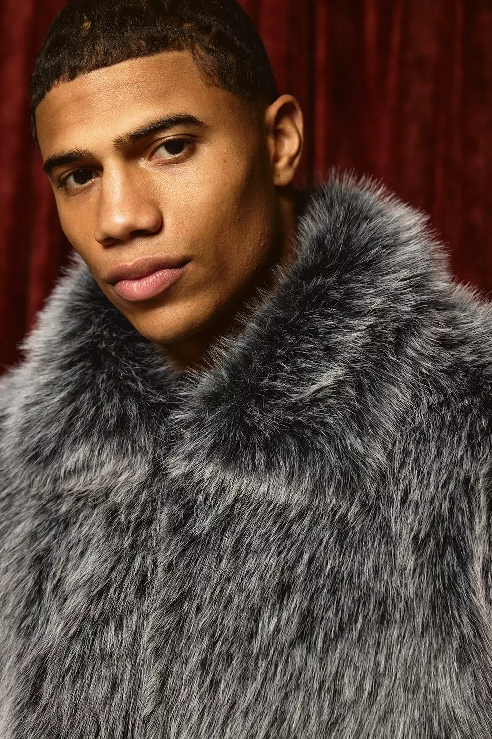 Boxy Fit Faux Fur Collared Jacket | boohooMAN USA