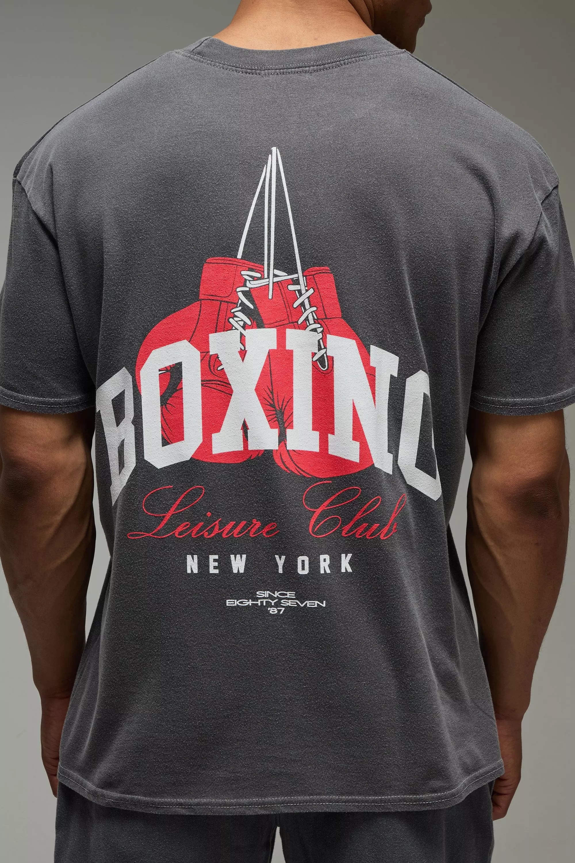 MAN Active Boxing Washed Oversized T-Shirt | boohooMAN USA