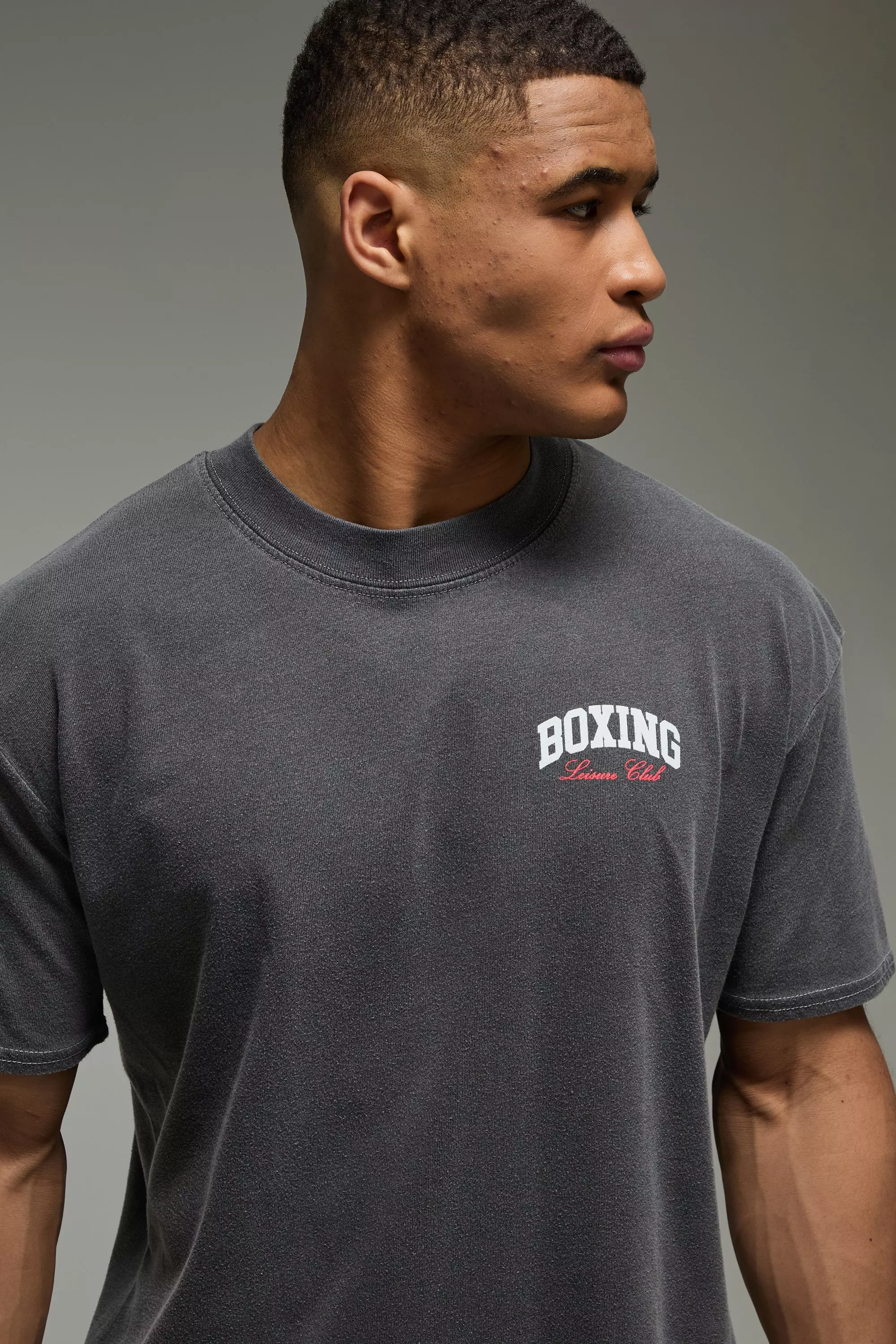 MAN Active Boxing Washed Oversized T-Shirt | boohooMAN USA