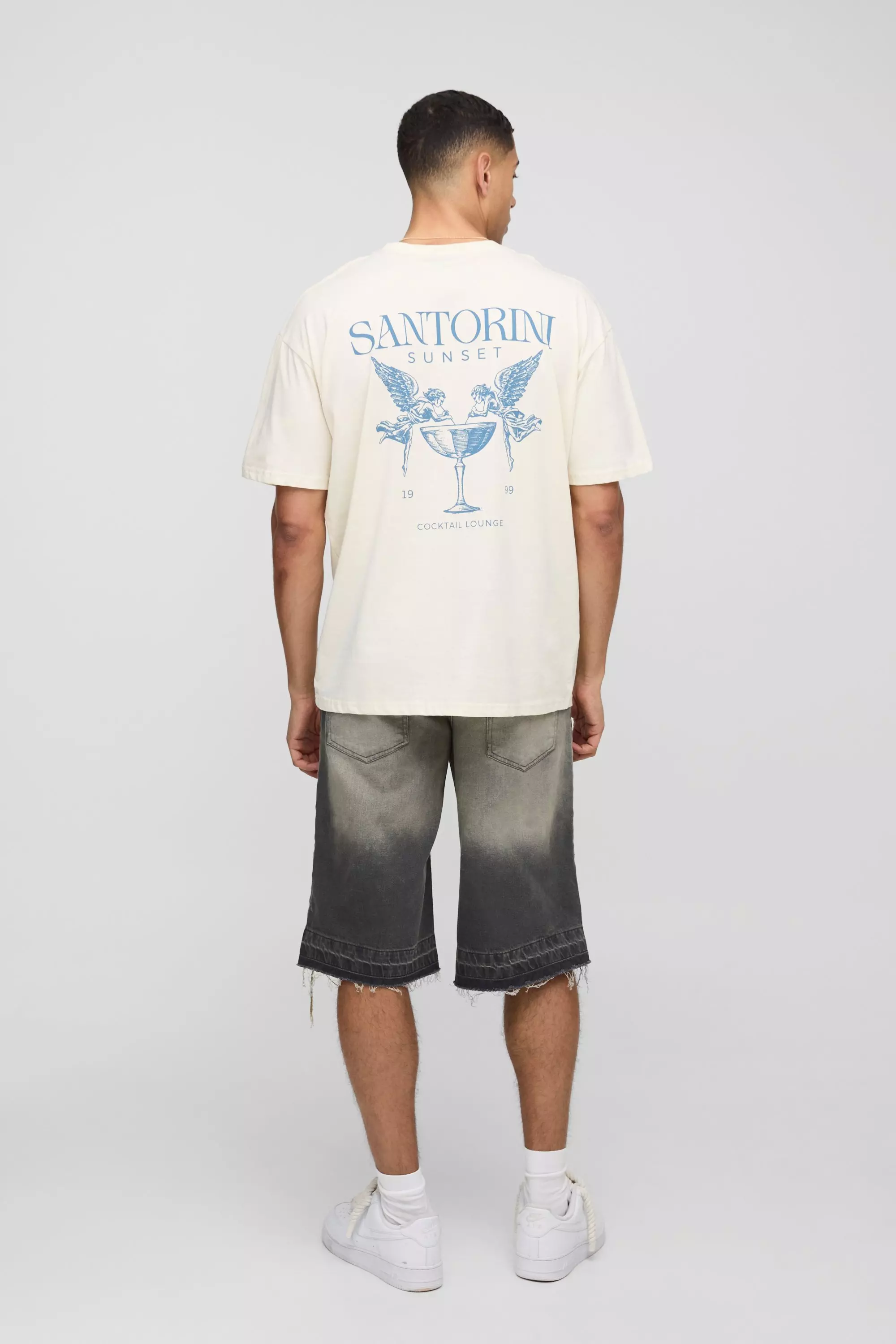 Oversized Santorini Sunset Renaissance T-Shirt | boohooMAN USA