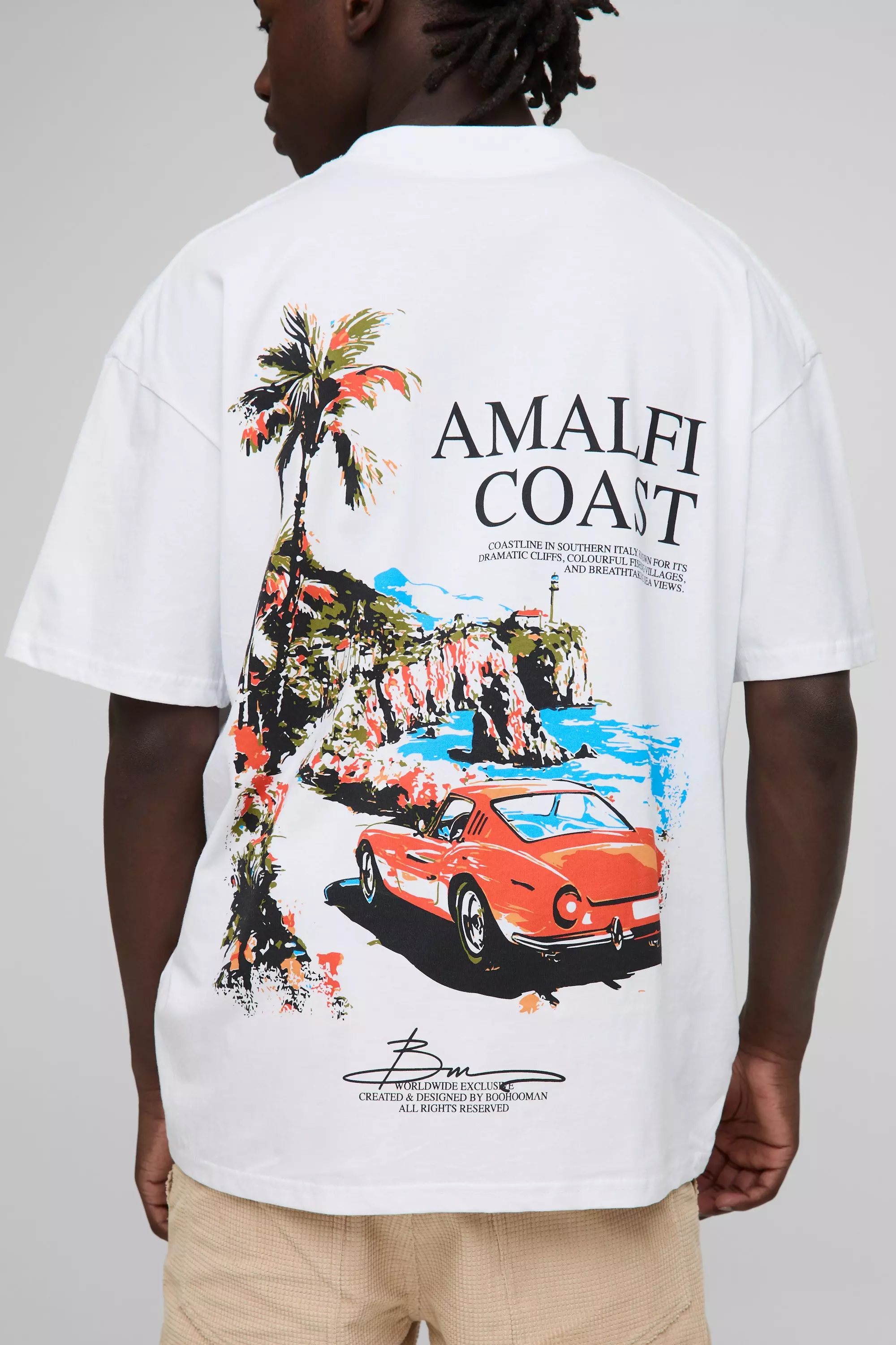 Oversized Bm Signature Amalfi Coast T-Shirt | boohooMAN UK
