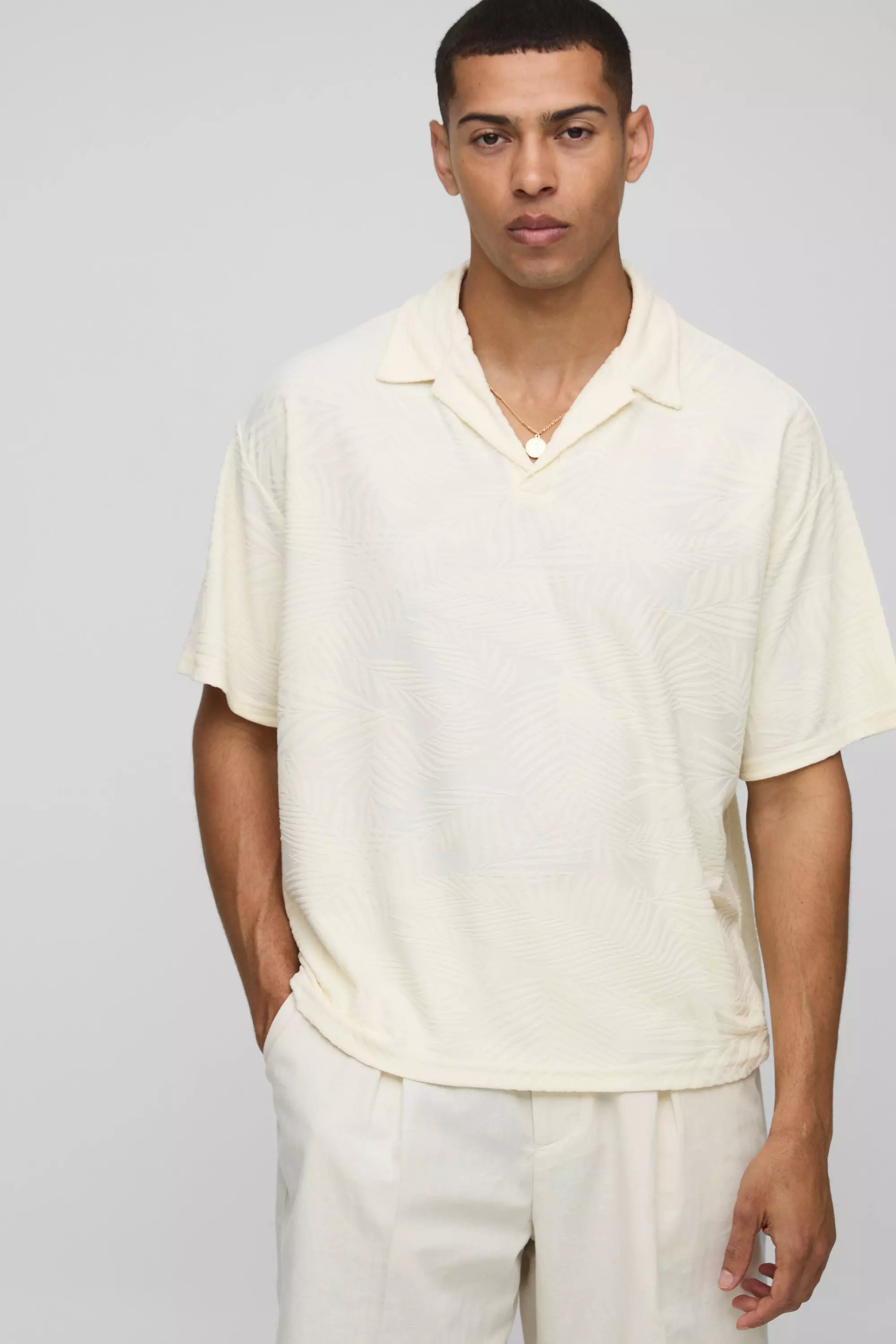 Oversized Boxy Palm Revere Polo Ecru