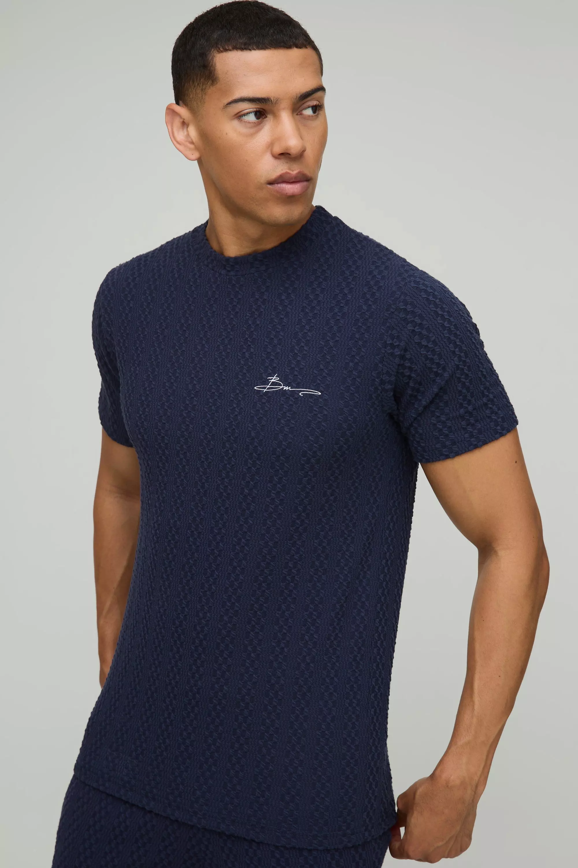 Slim Fit Embroidered T-Shirt Navy