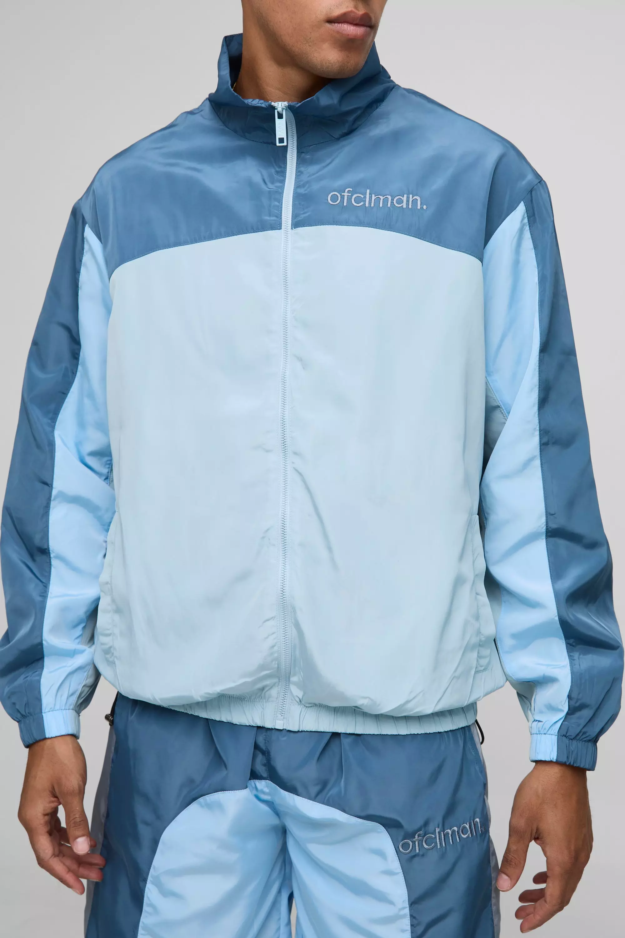 Man Regular Fit Nylon Colour Block Track Jacket | boohooMAN USA