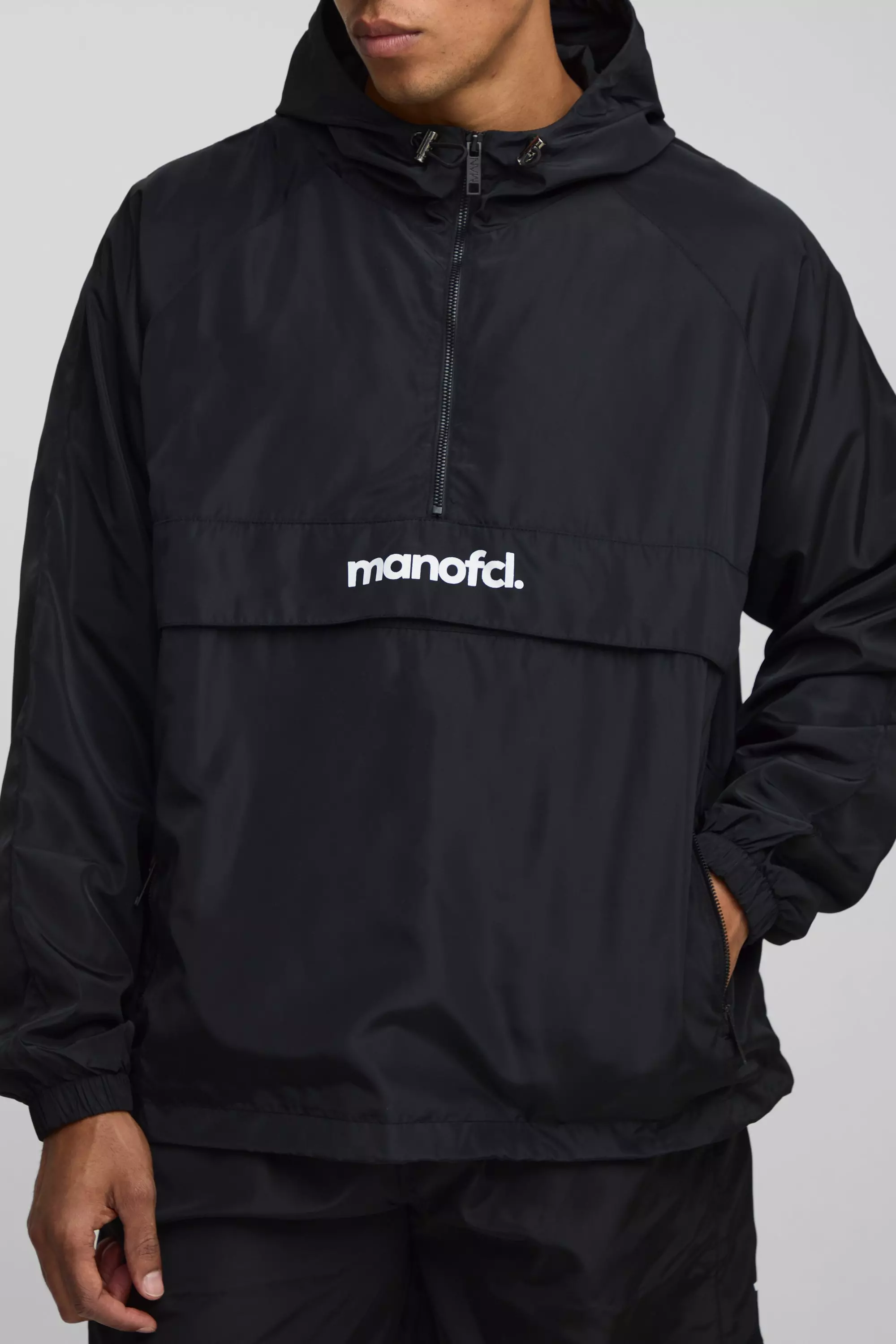 MAN Oversized Nylon Windbreaker Jacket | boohooMAN USA