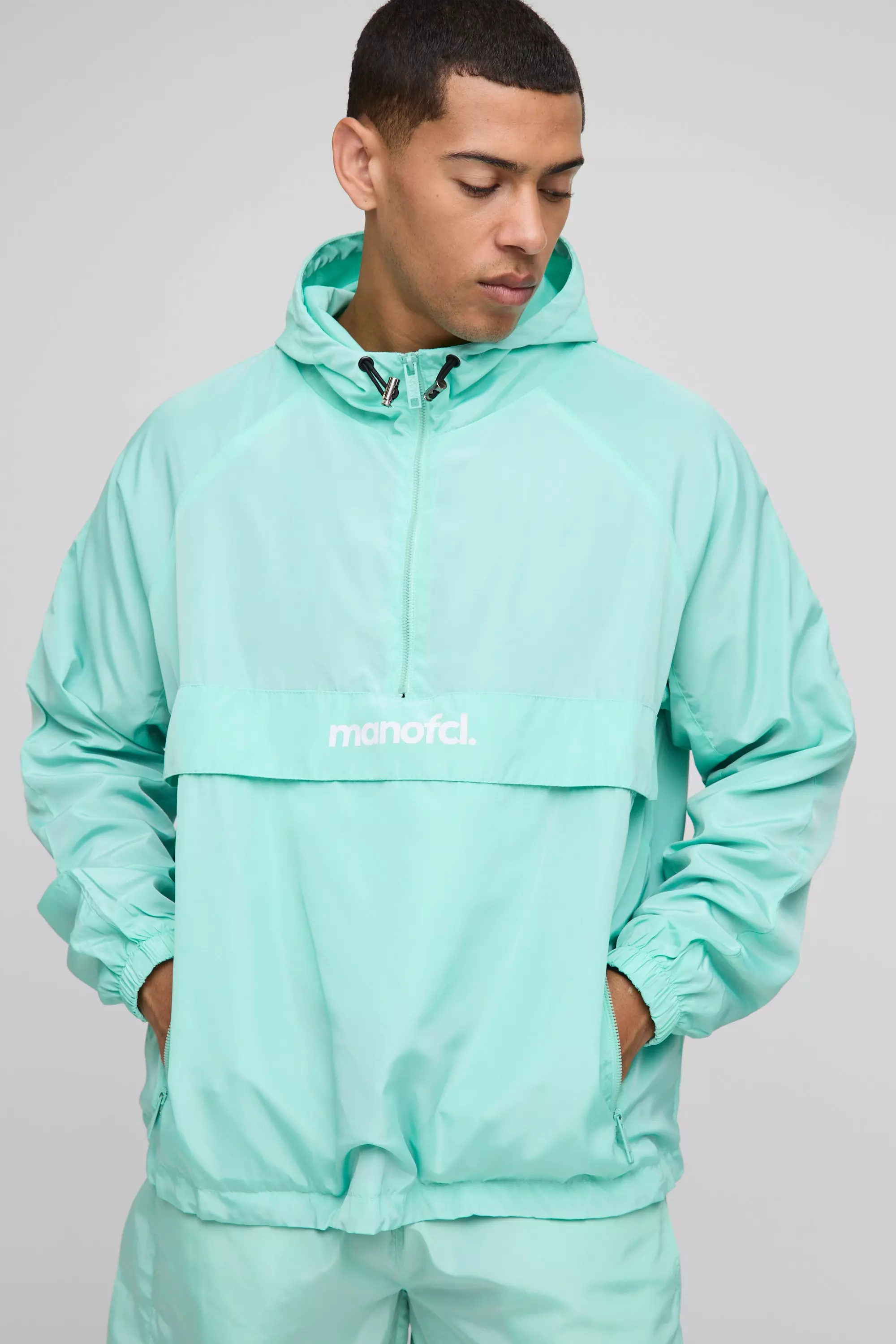 MAN Oversized Nylon Windbreaker Jacket | boohooMAN USA