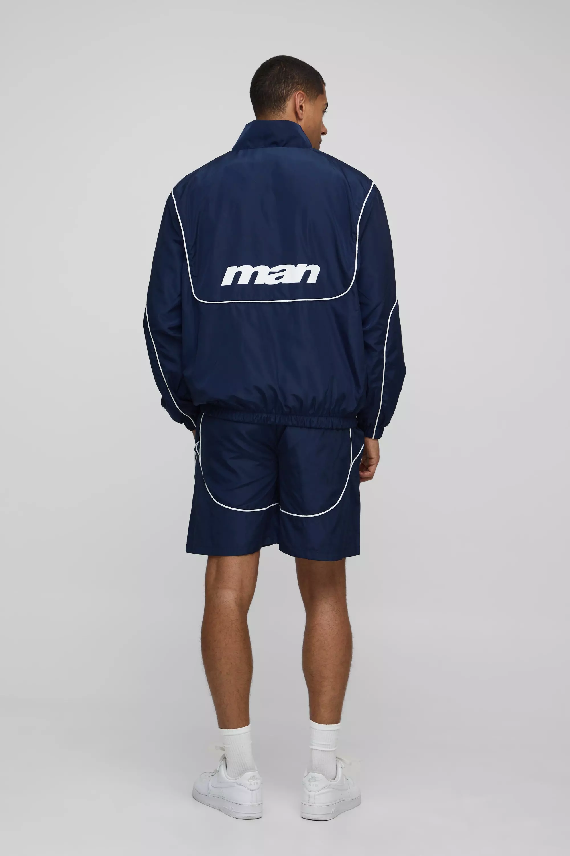 Regular Fit Crinkle Nylon Panelled Track Jacket | boohooMAN USA