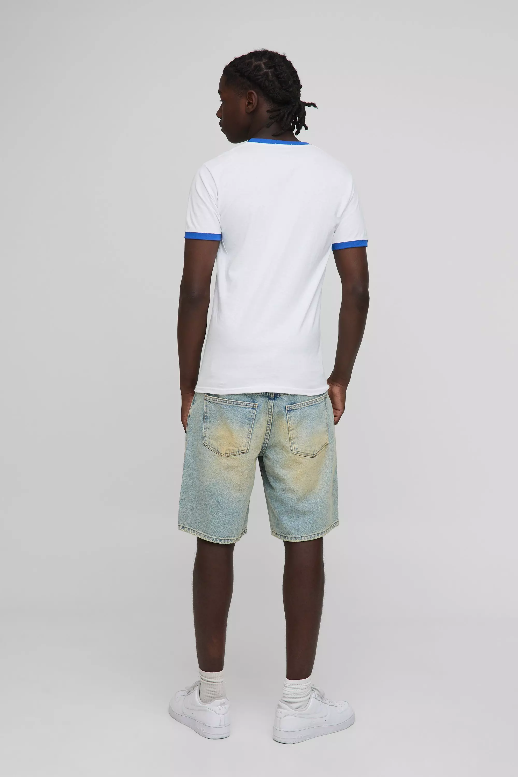 White Regular Fit Monaco Palm Graphic Ringer T-Shirt alternative image