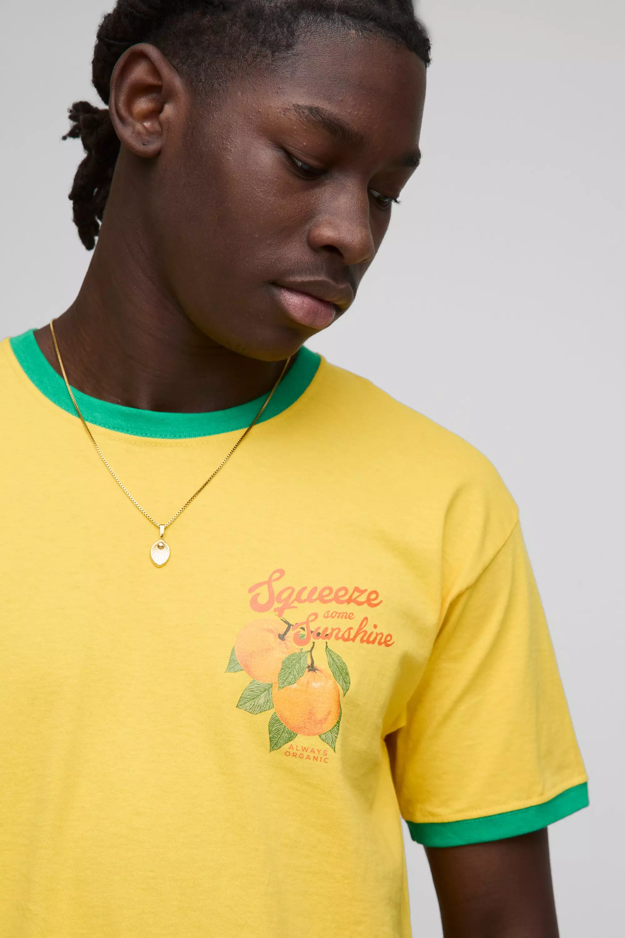 Ringer T-Shirt mit Zitronen-Print, Yellow alternatives Bild