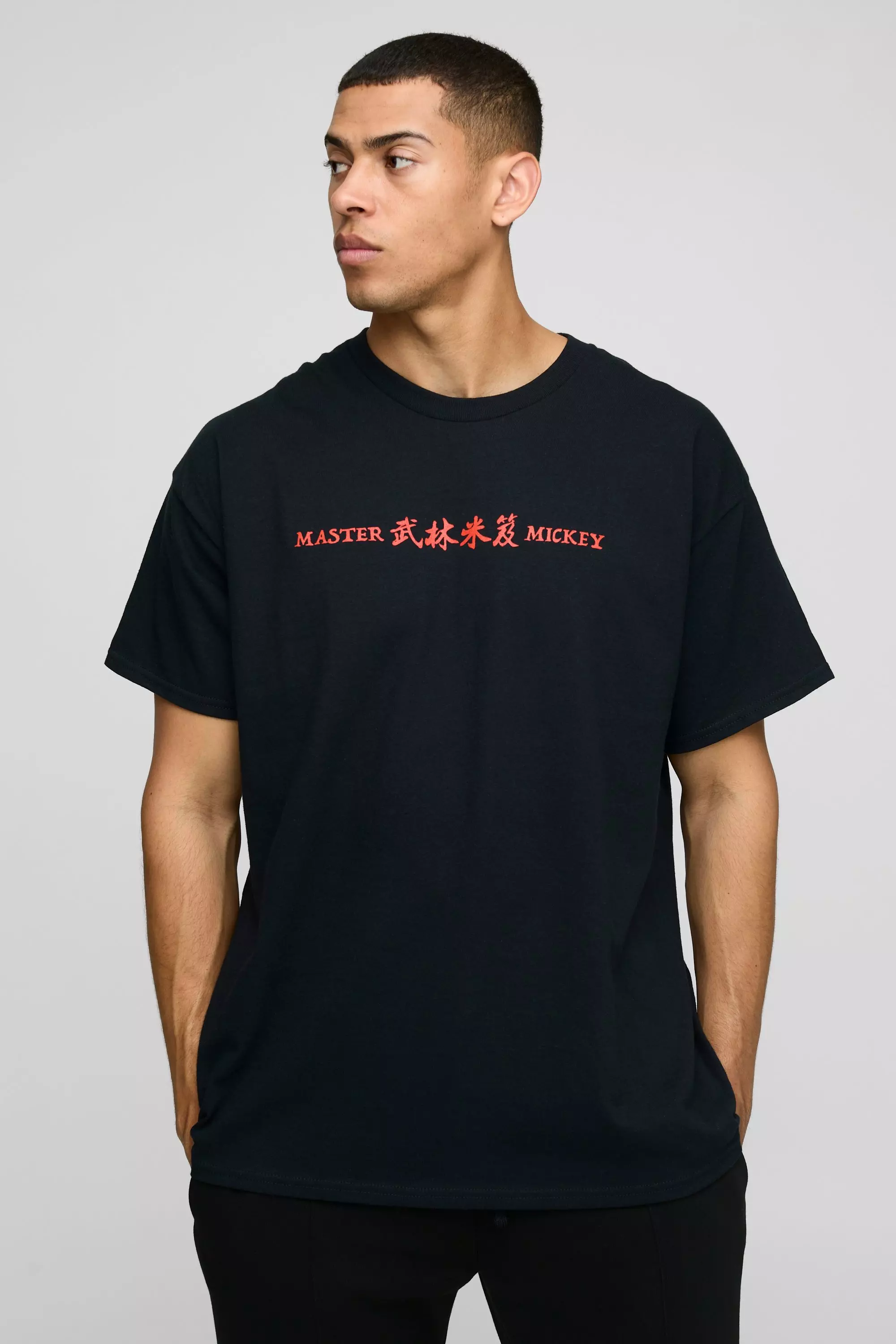 Black Oversized Mickey Mouse License Printed T-Shirt alternative image