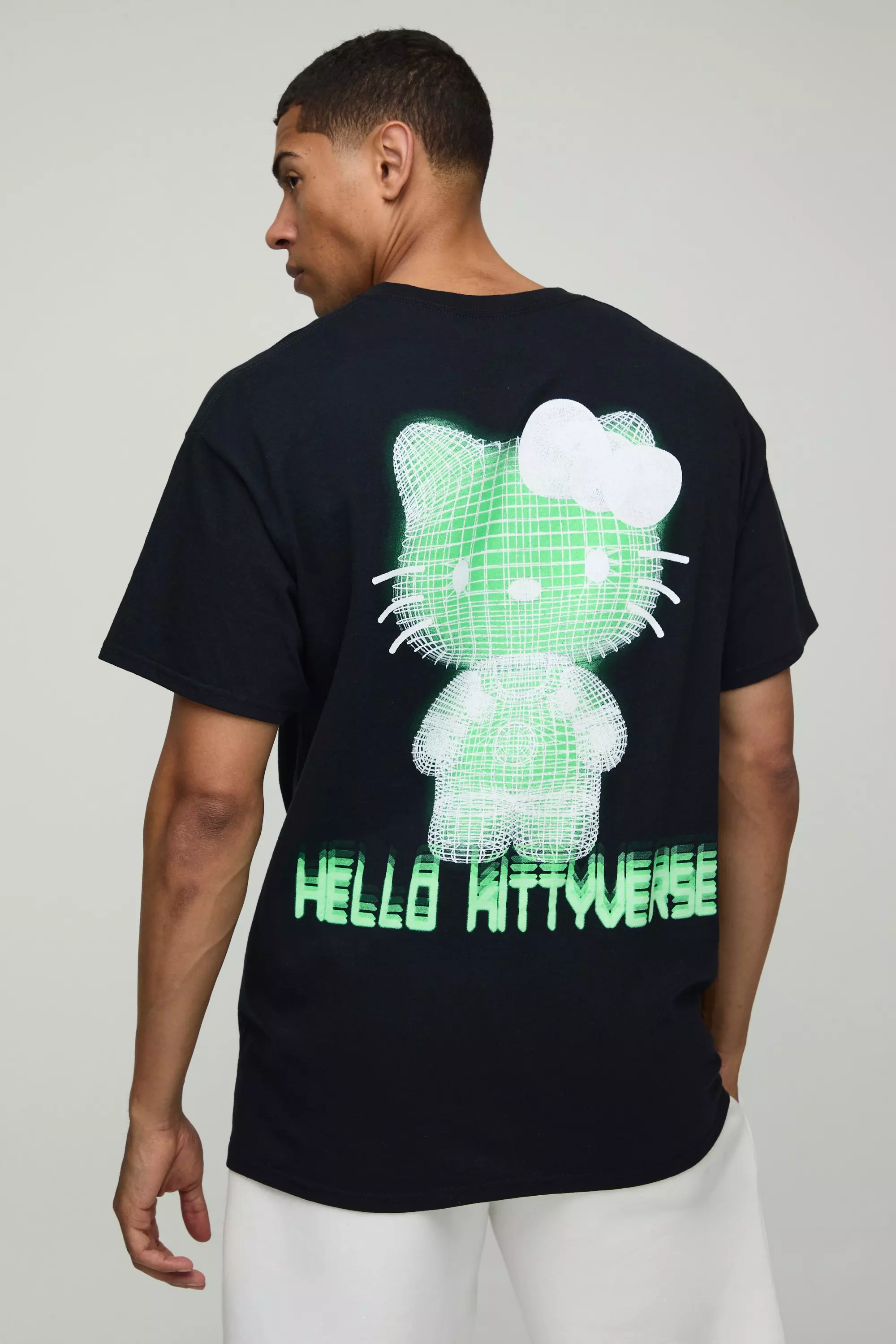 Oversized Hello Kitty License Printed T-Shirt Black