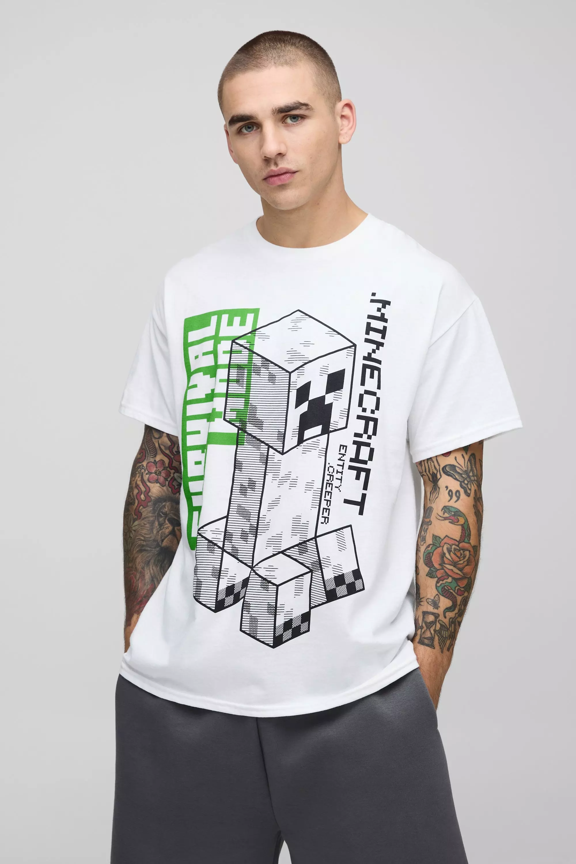 White Regular Fit Minecraft License Printed T-Shirt alternative image