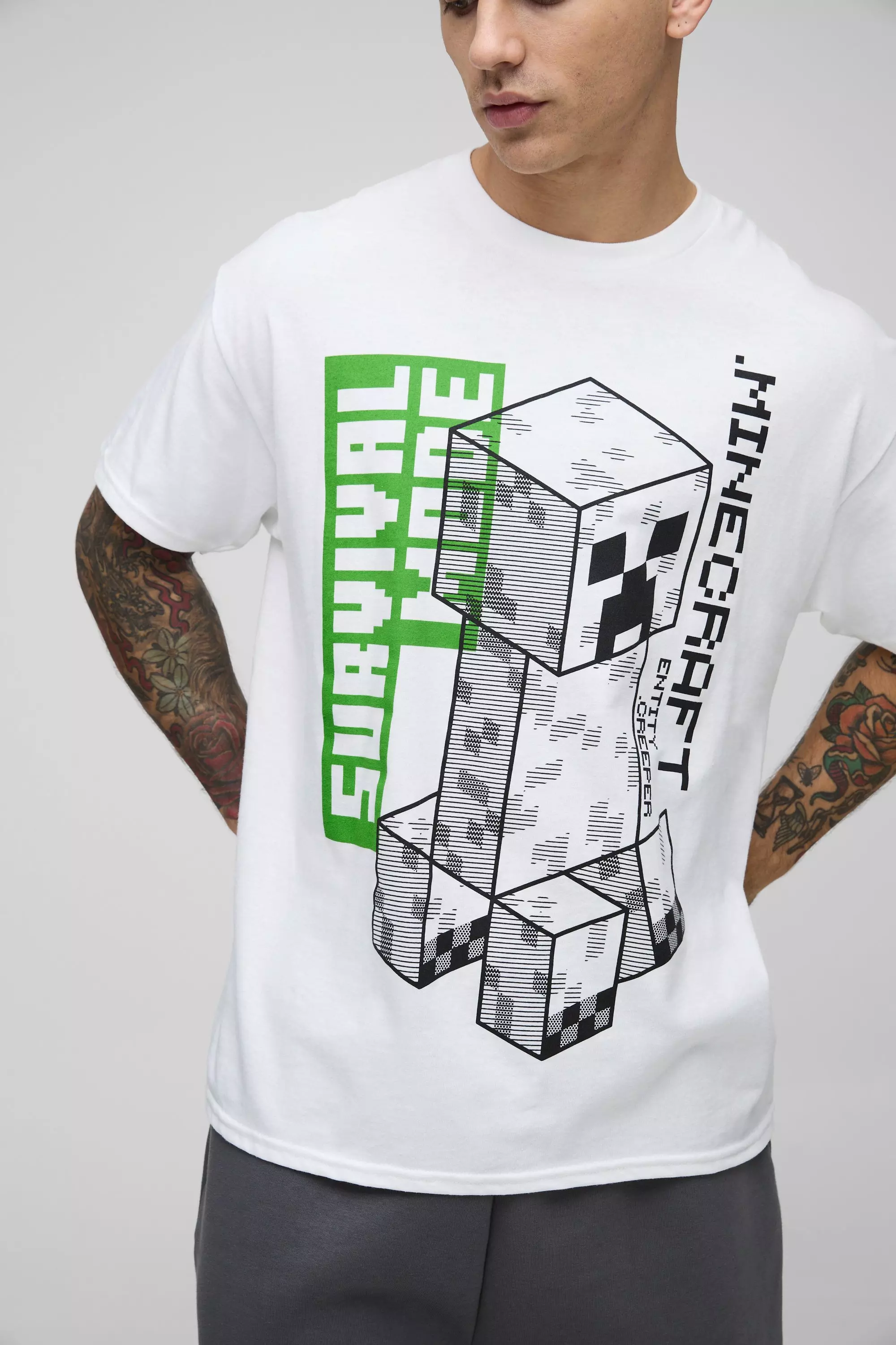 White Regular Fit Minecraft License Printed T-Shirt alternative image
