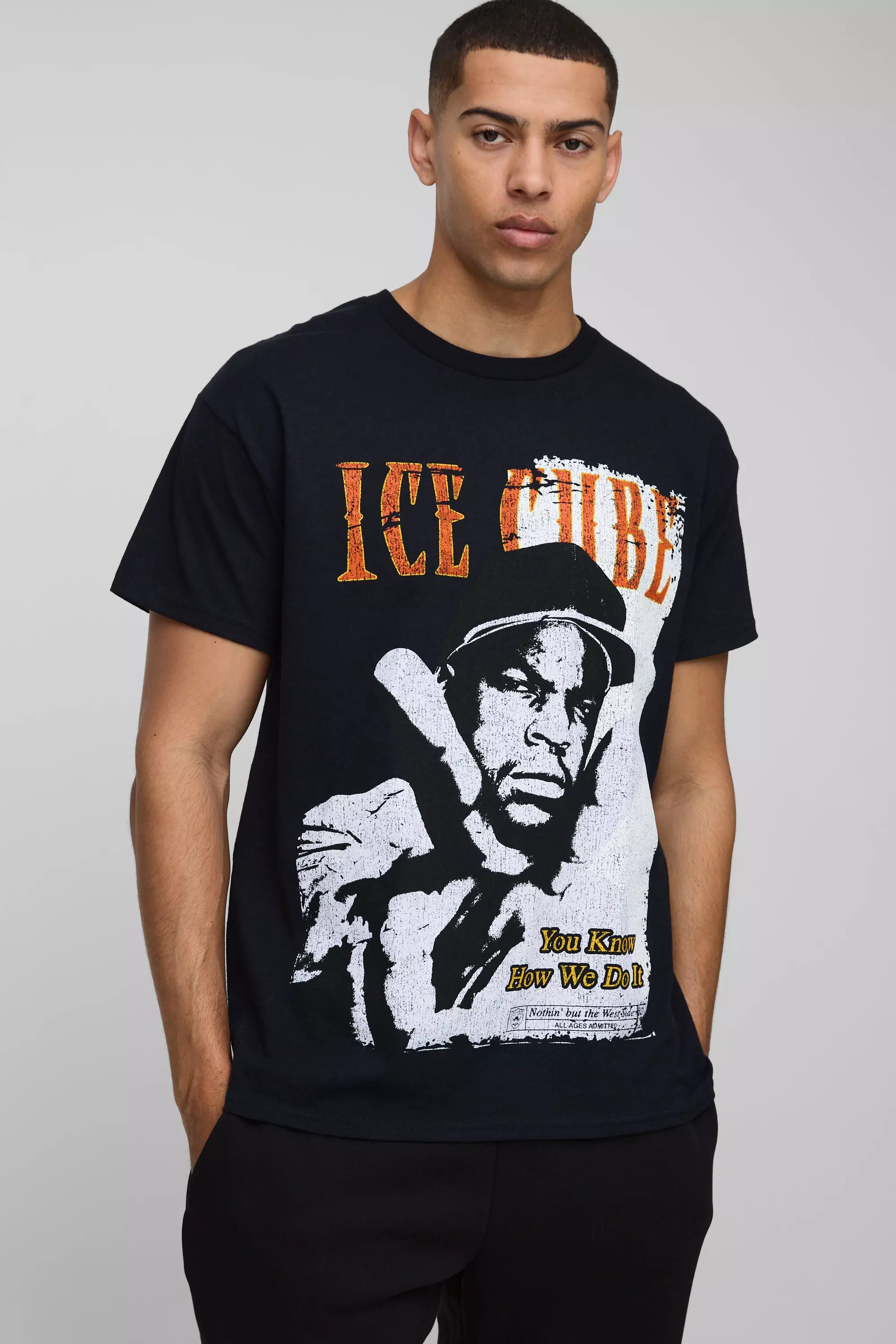 Black Oversized Ice Cube License Printed T-Shirt alternative image