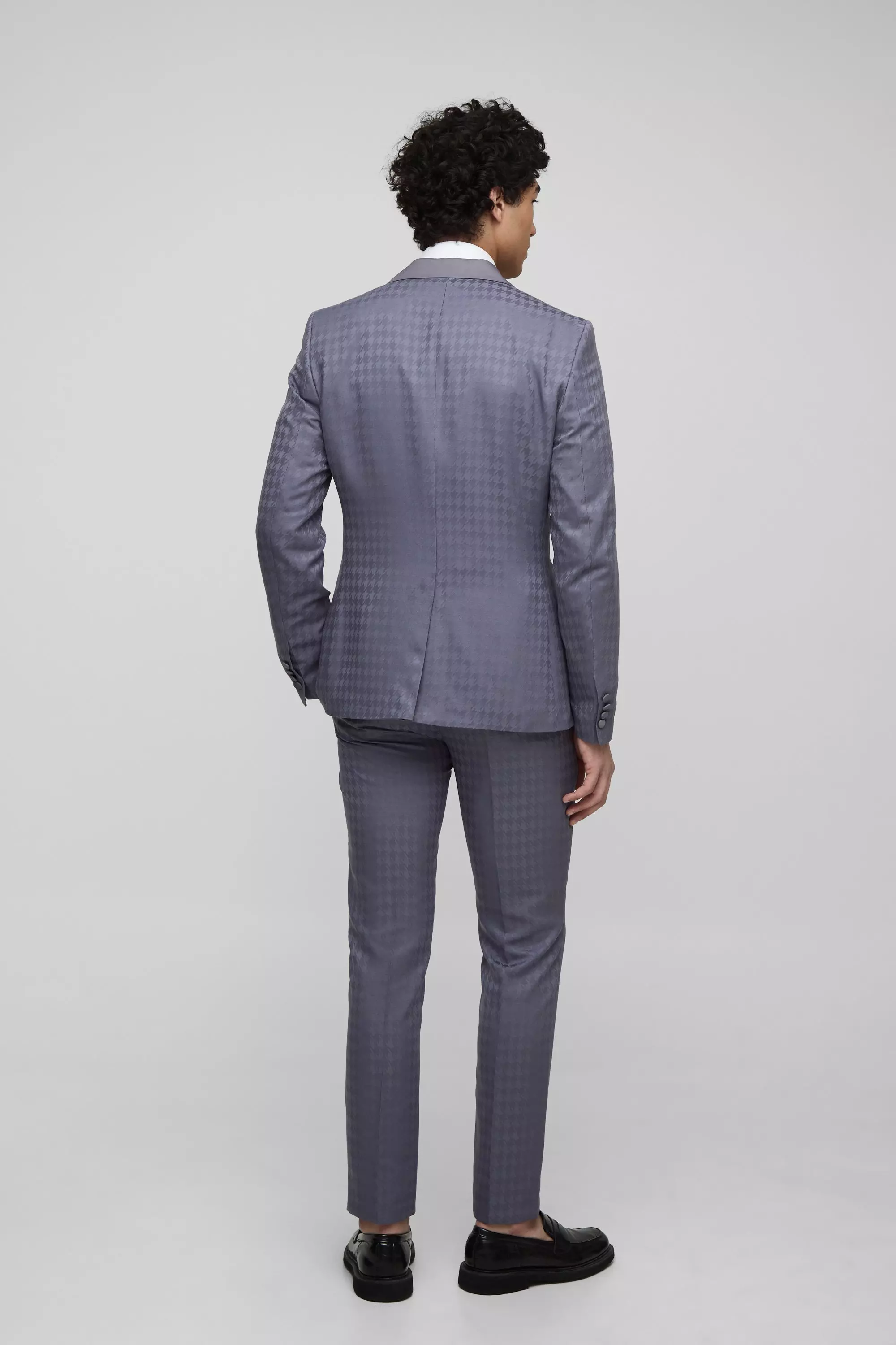Skinny Tonal Houndstooth Trouser | boohooMAN USA