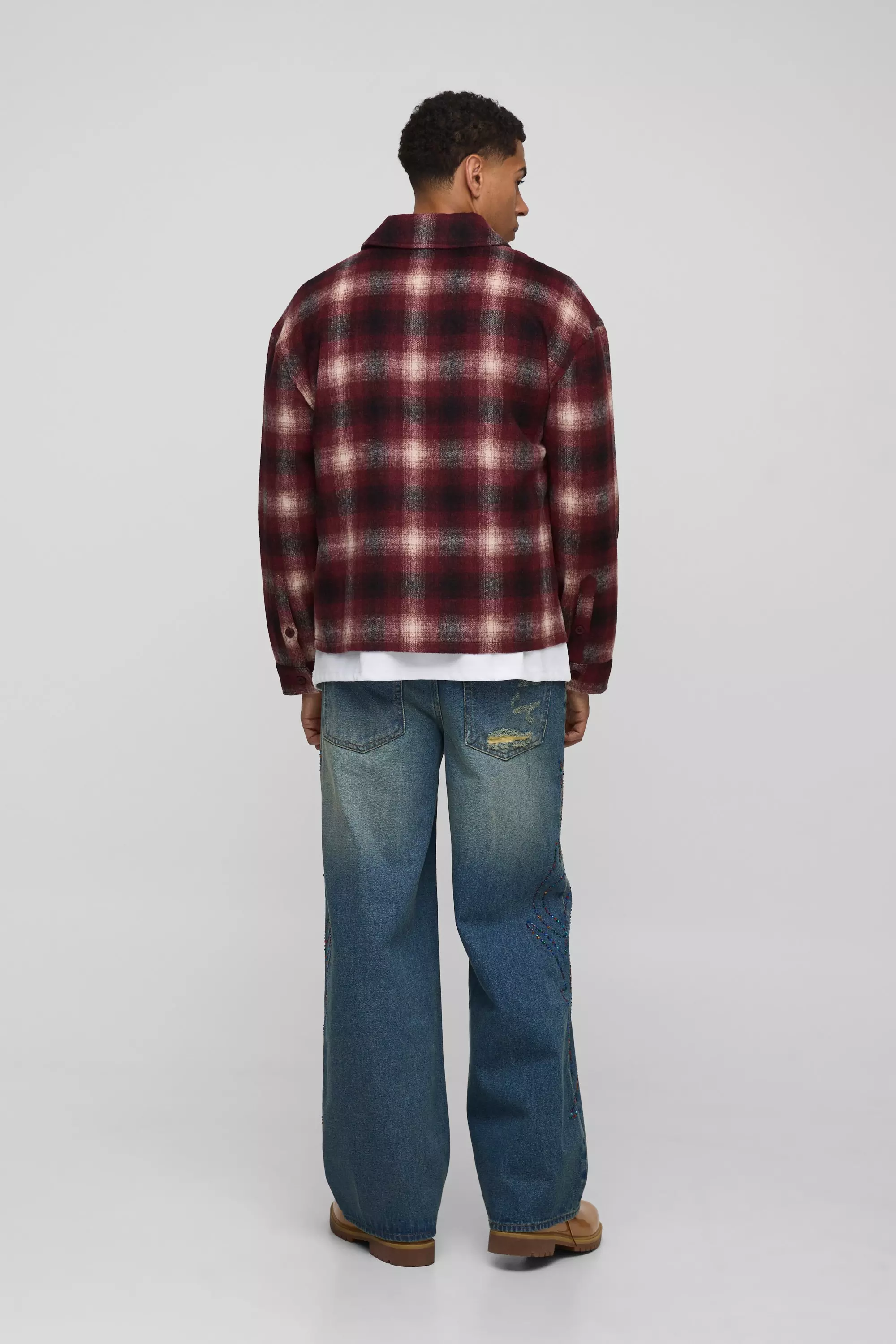 Baggy Fit Studded Tribal Washed Jeans | boohooMAN USA