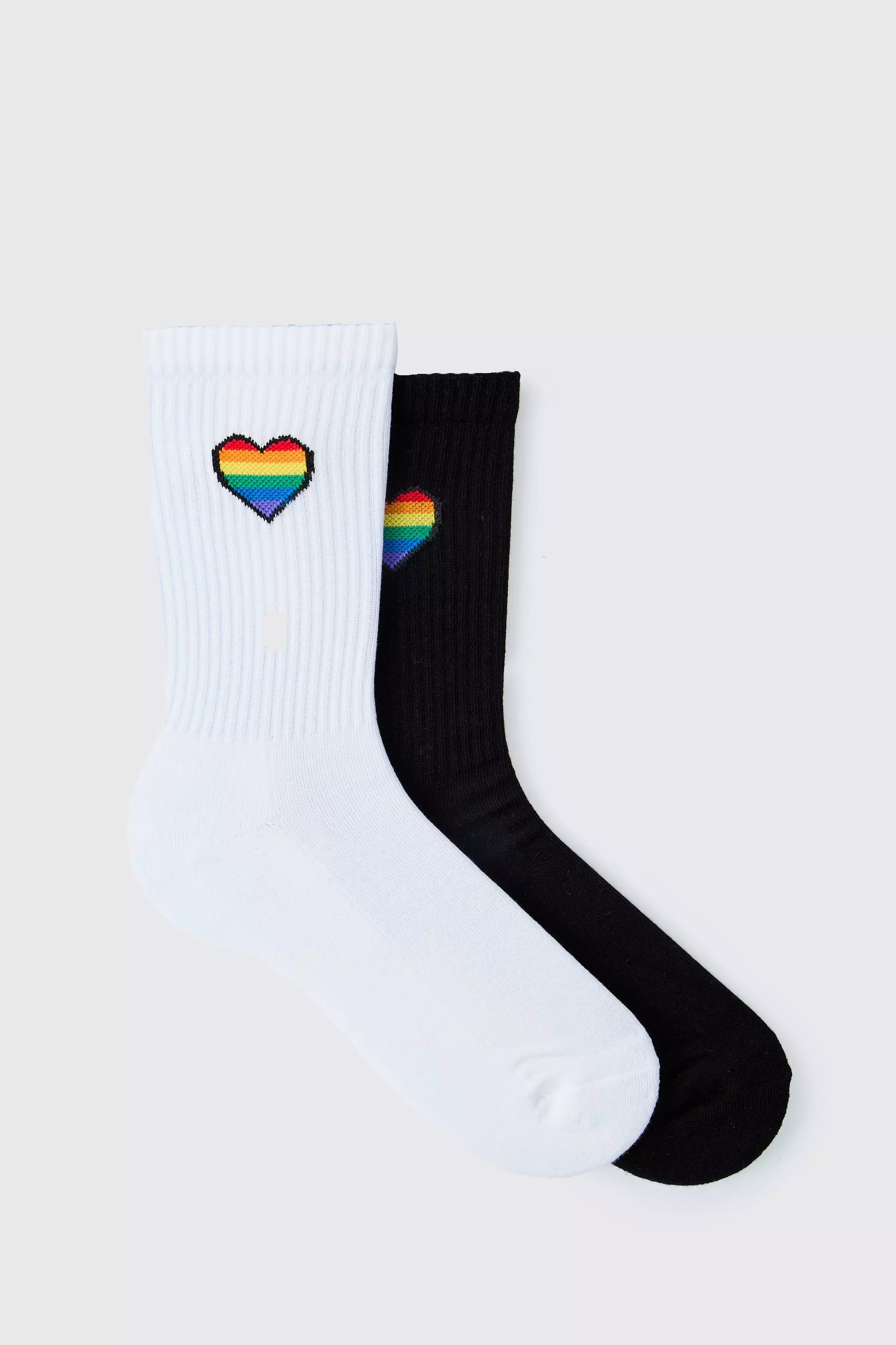2 Pack Rainbow Heart Pride Socks Multi