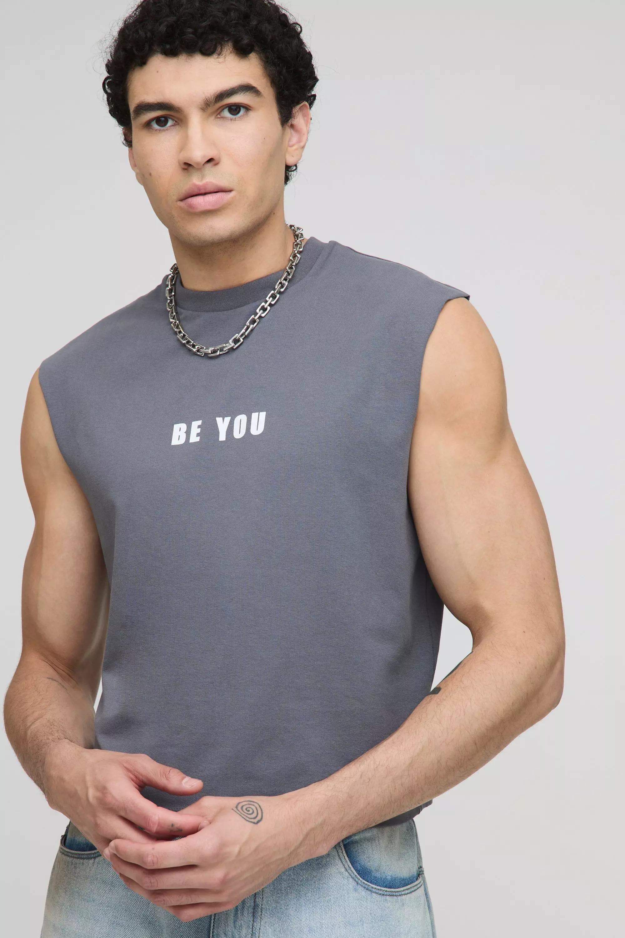 Boxy Be You Washed Pride Tank Charcoal