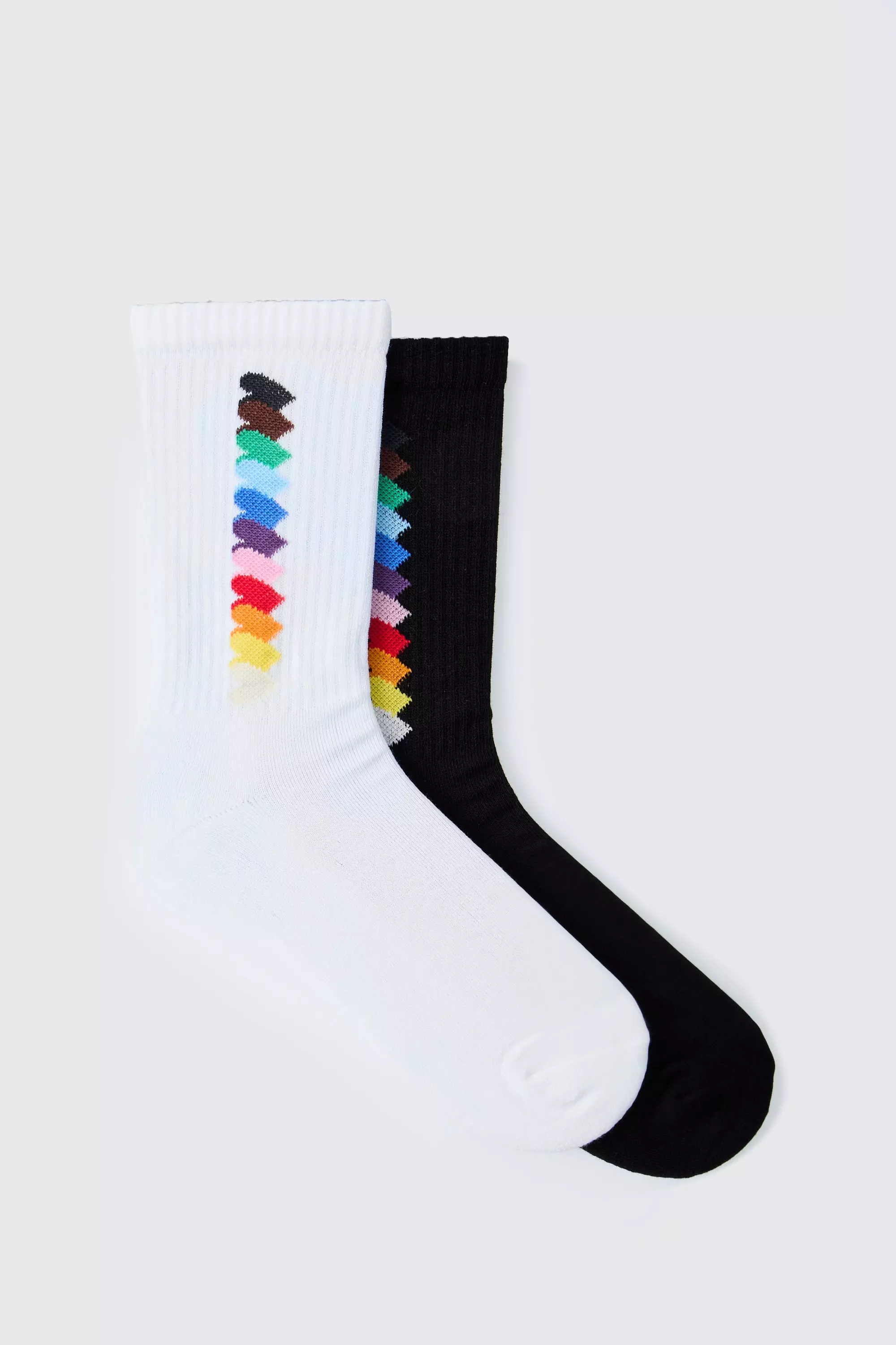 2 Pack Rainbow Graphic Pride Socks Multi