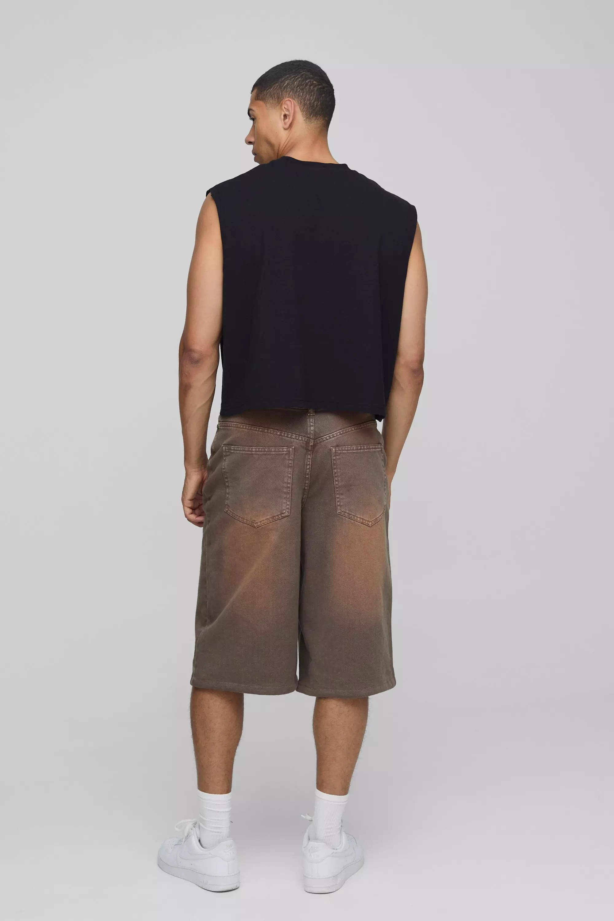 Oversized Shrunken Boxy B Signature Embroidered Tank | boohooMAN