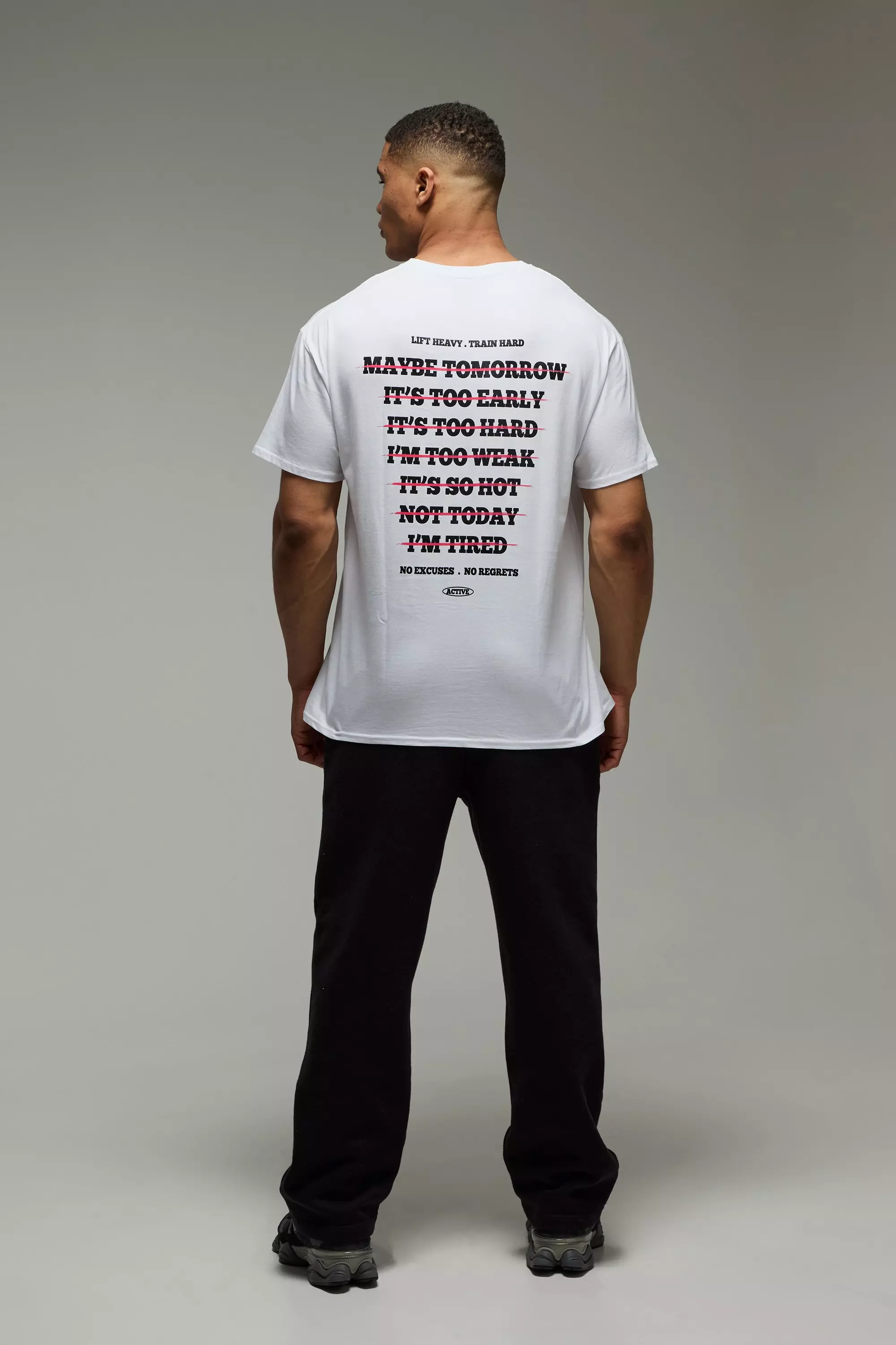 White MAN Active No Excuses Gym Oversized T-shirt alternative image