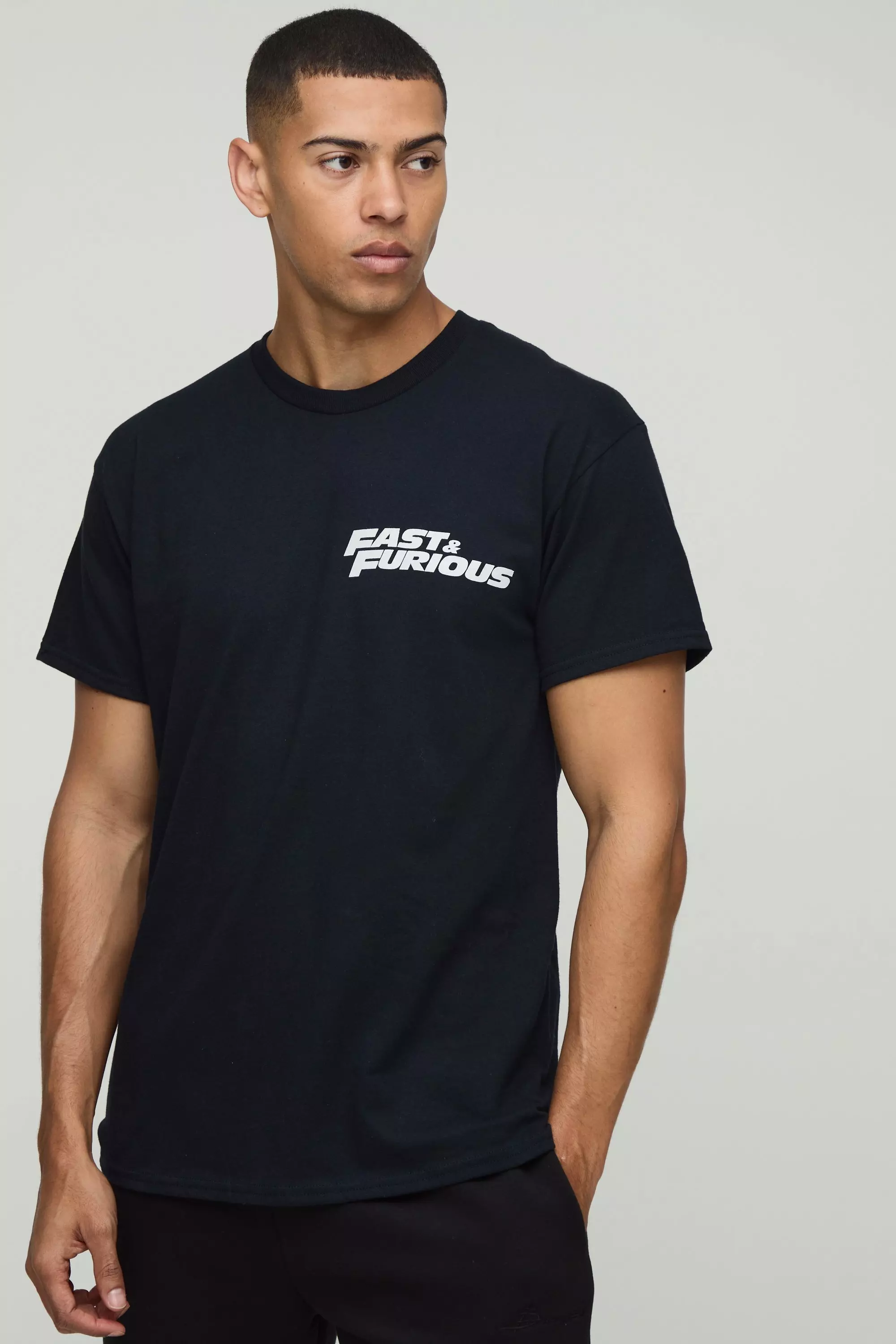 Black Oversized Fast & Furious License Printed T-Shirt alternative image