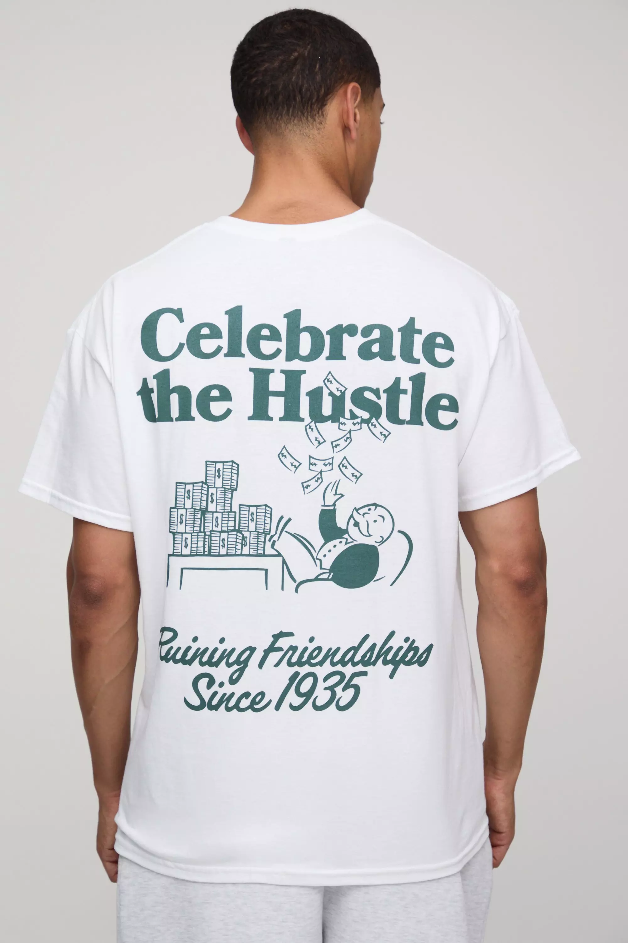 Oversized Monopoly Hustle License Graphic T Shirt | boohooMAN USA