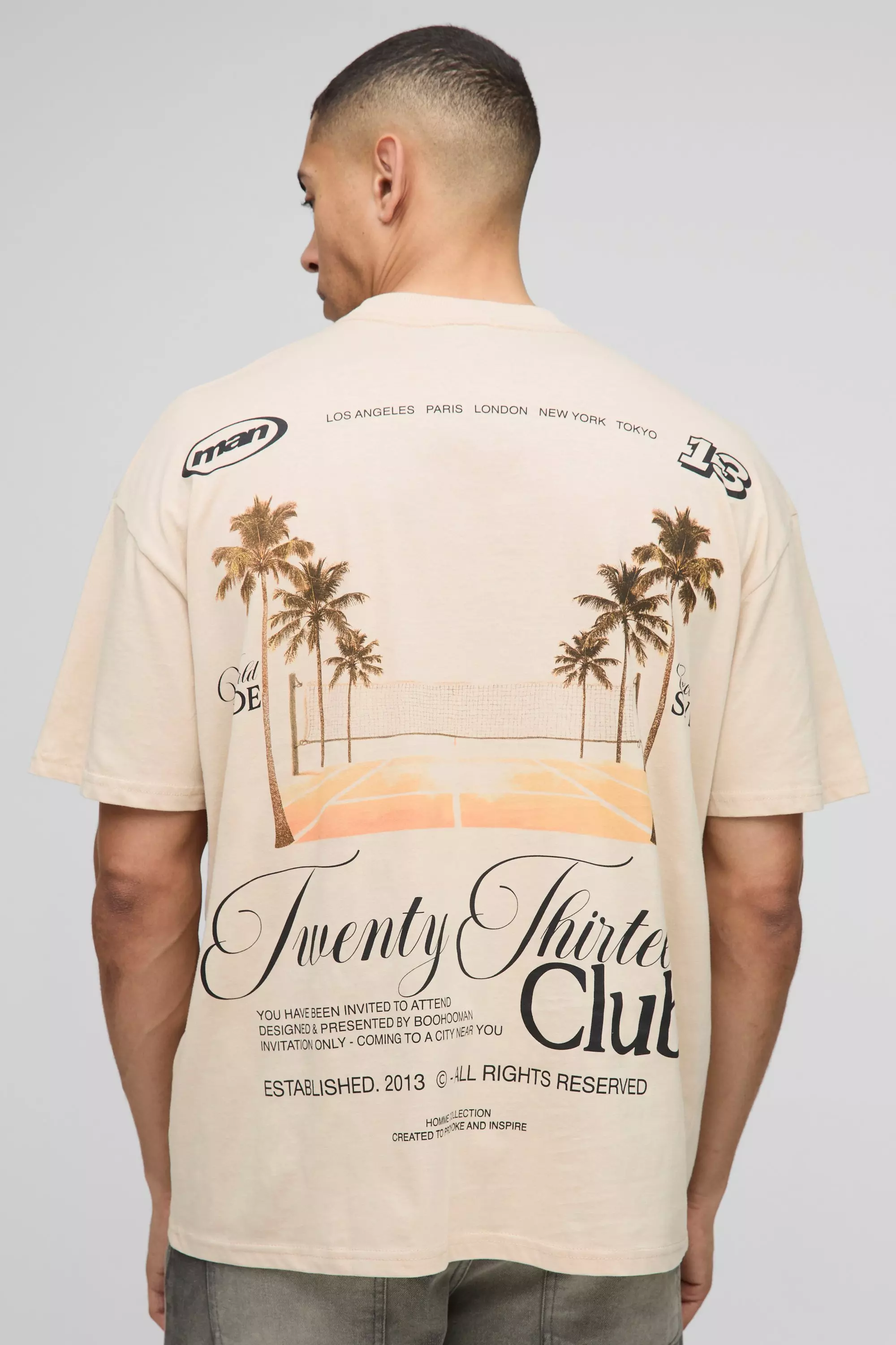 Sand Oversized Extended Neck Tennis Court Palm T-Shirt alternative image