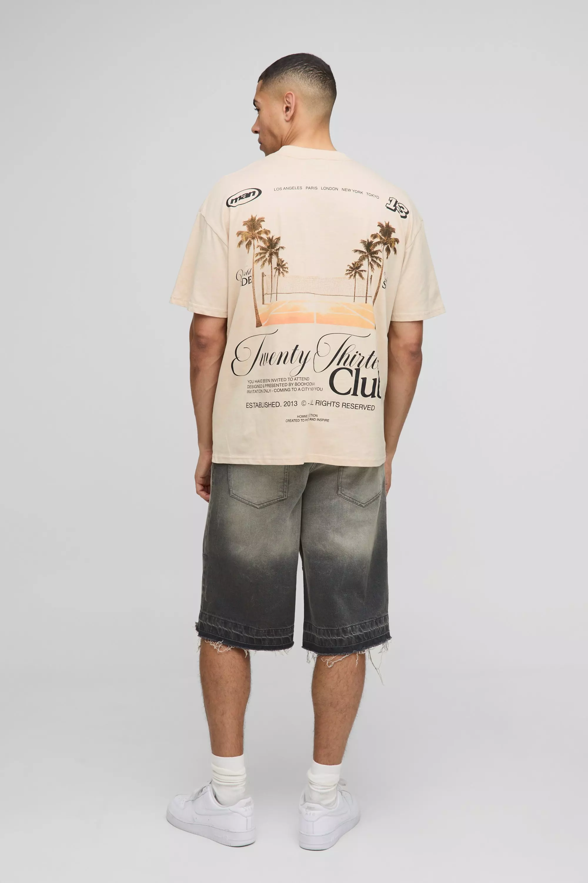 Sand Oversized Extended Neck Tennis Court Palm T-Shirt alternative image