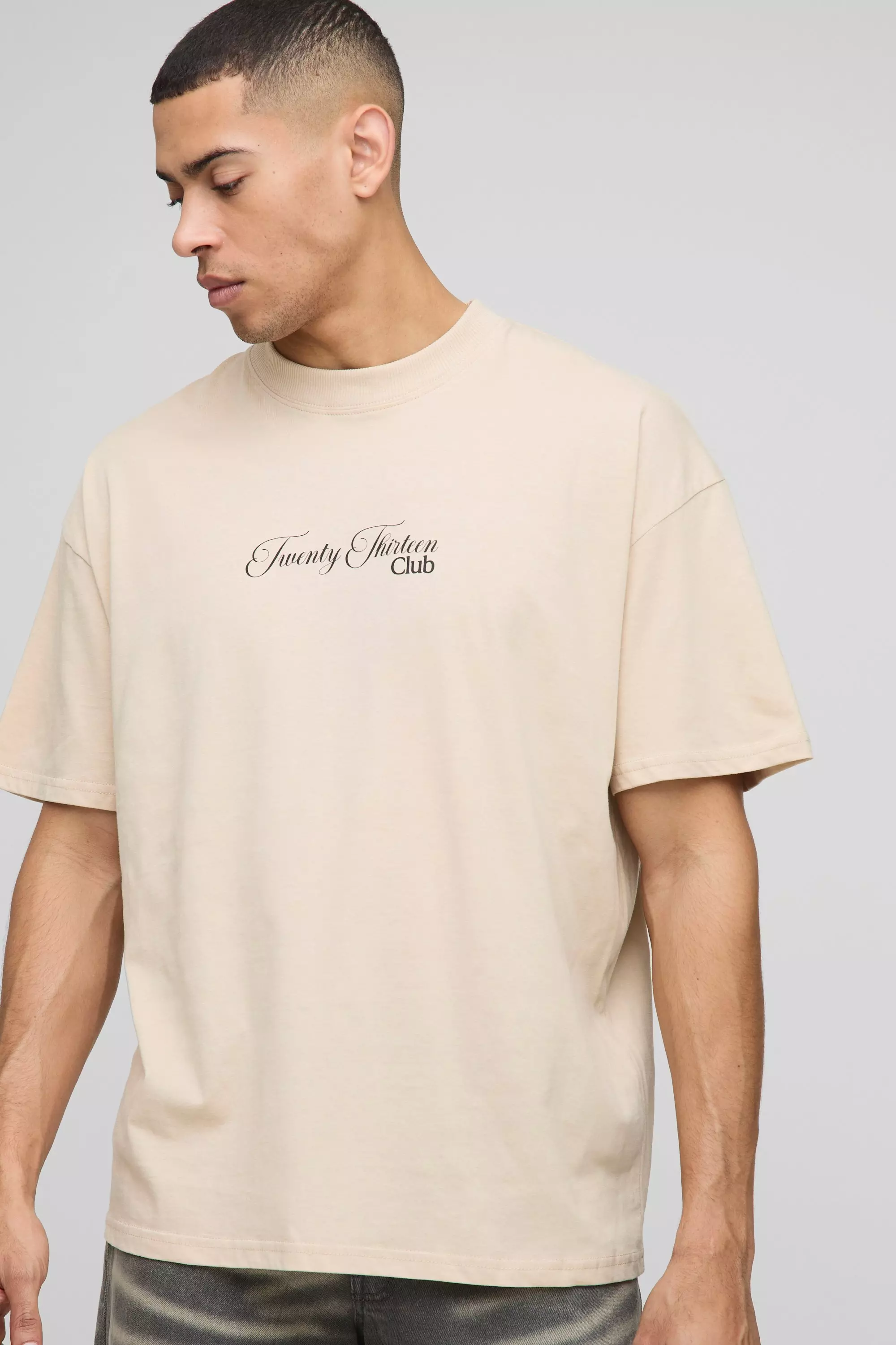 Sand Oversized Extended Neck Tennis Court Palm T-Shirt alternative image