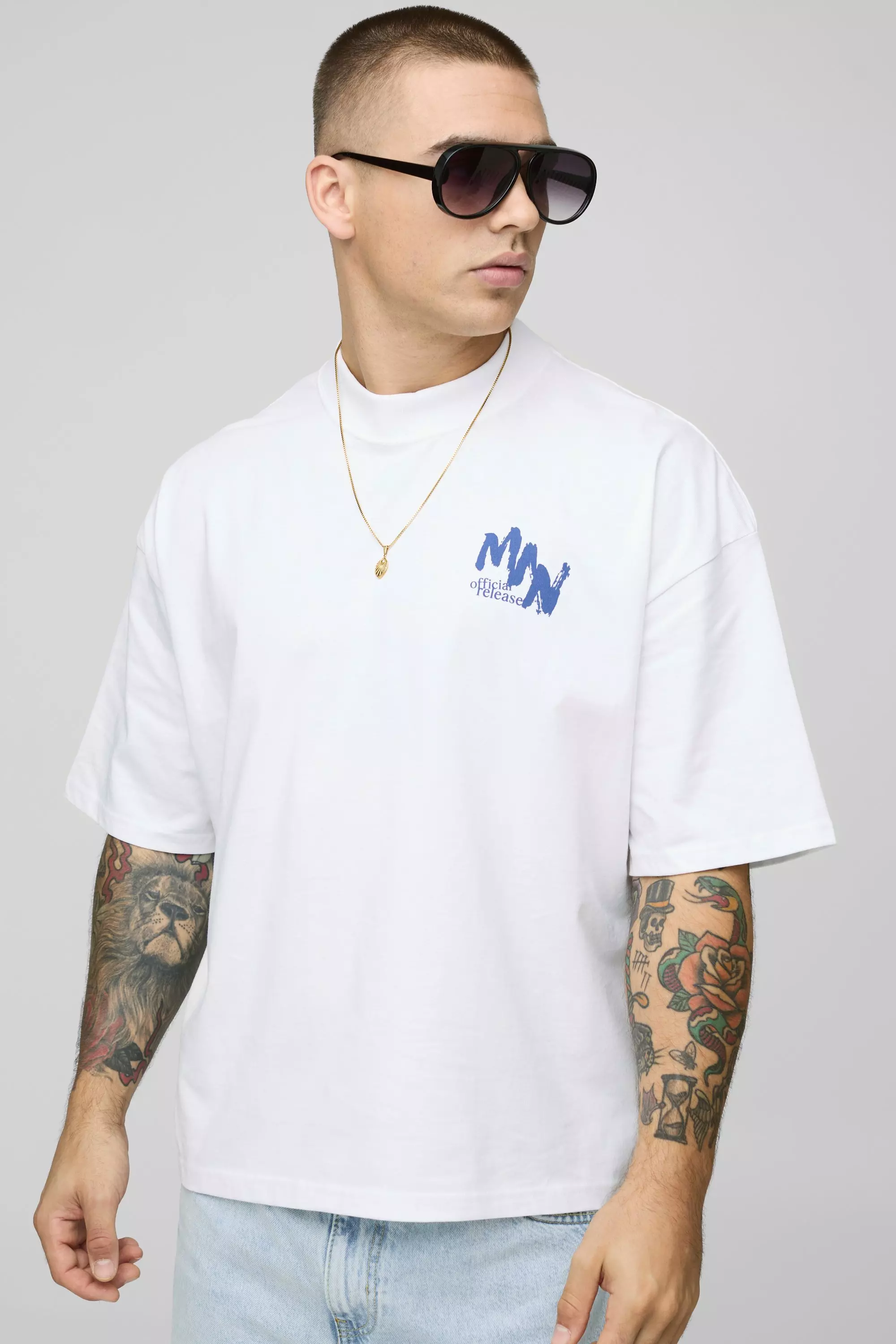 Oversized Boxy Extended Neck Ascended Masters T-Shirt | boohooMAN USA