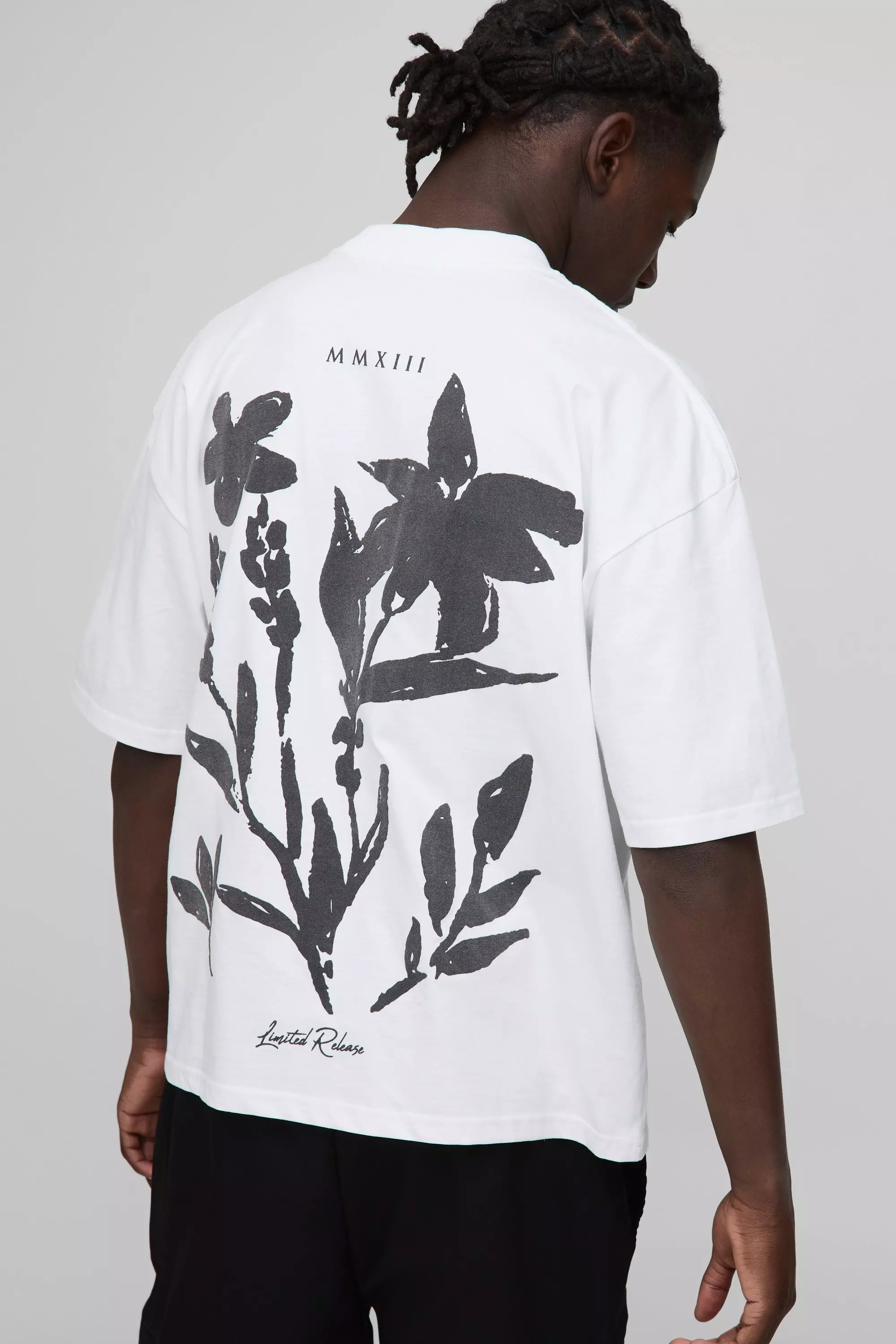 T-shirt oversize fleuri à col montant, White autre image