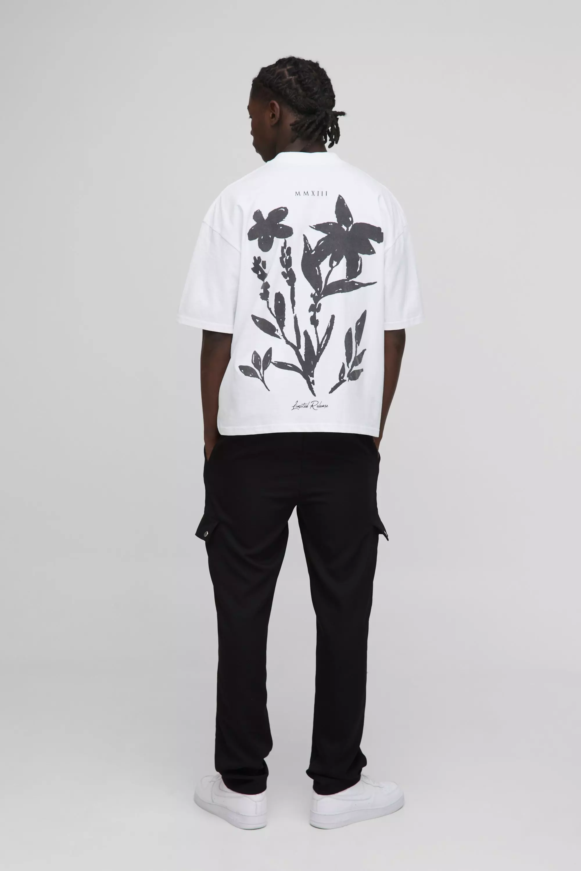 T-shirt oversize fleuri à col montant, White autre image