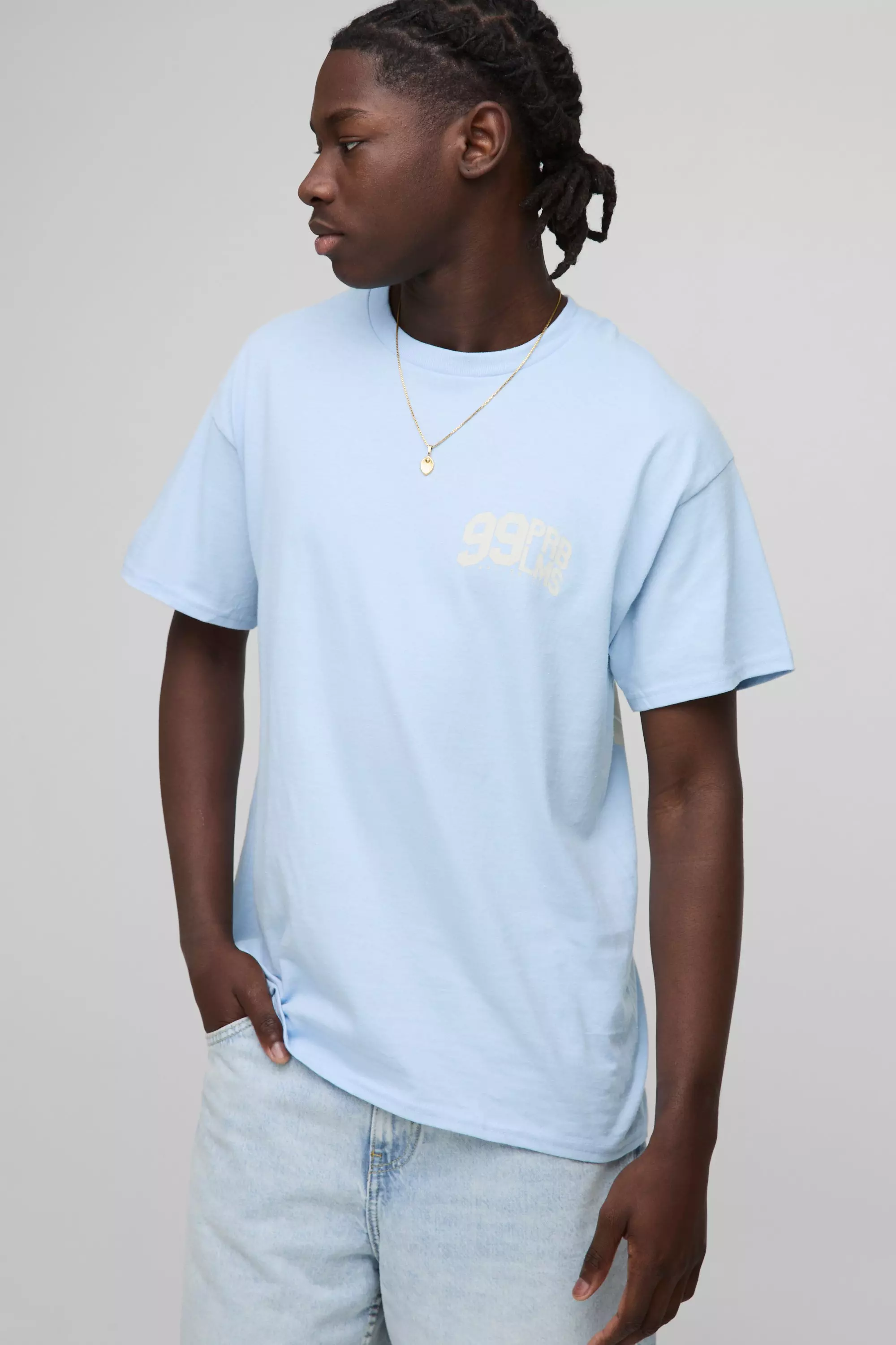 Sky blue Oversized 99 Problems Slogan T-Shirt alternative image