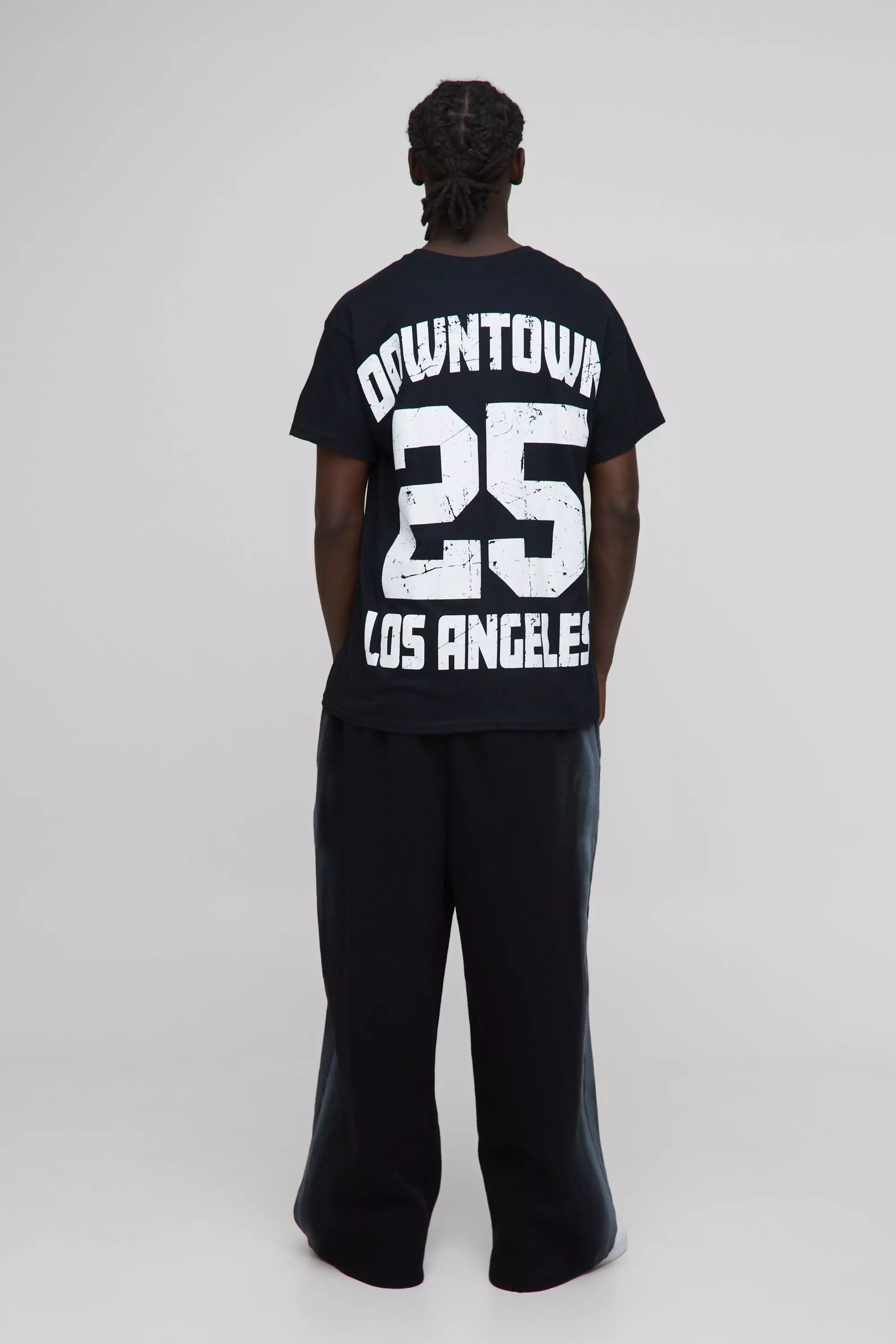 T-shirt oversize con grafica Downtown LA 25, Black immagine alternativa