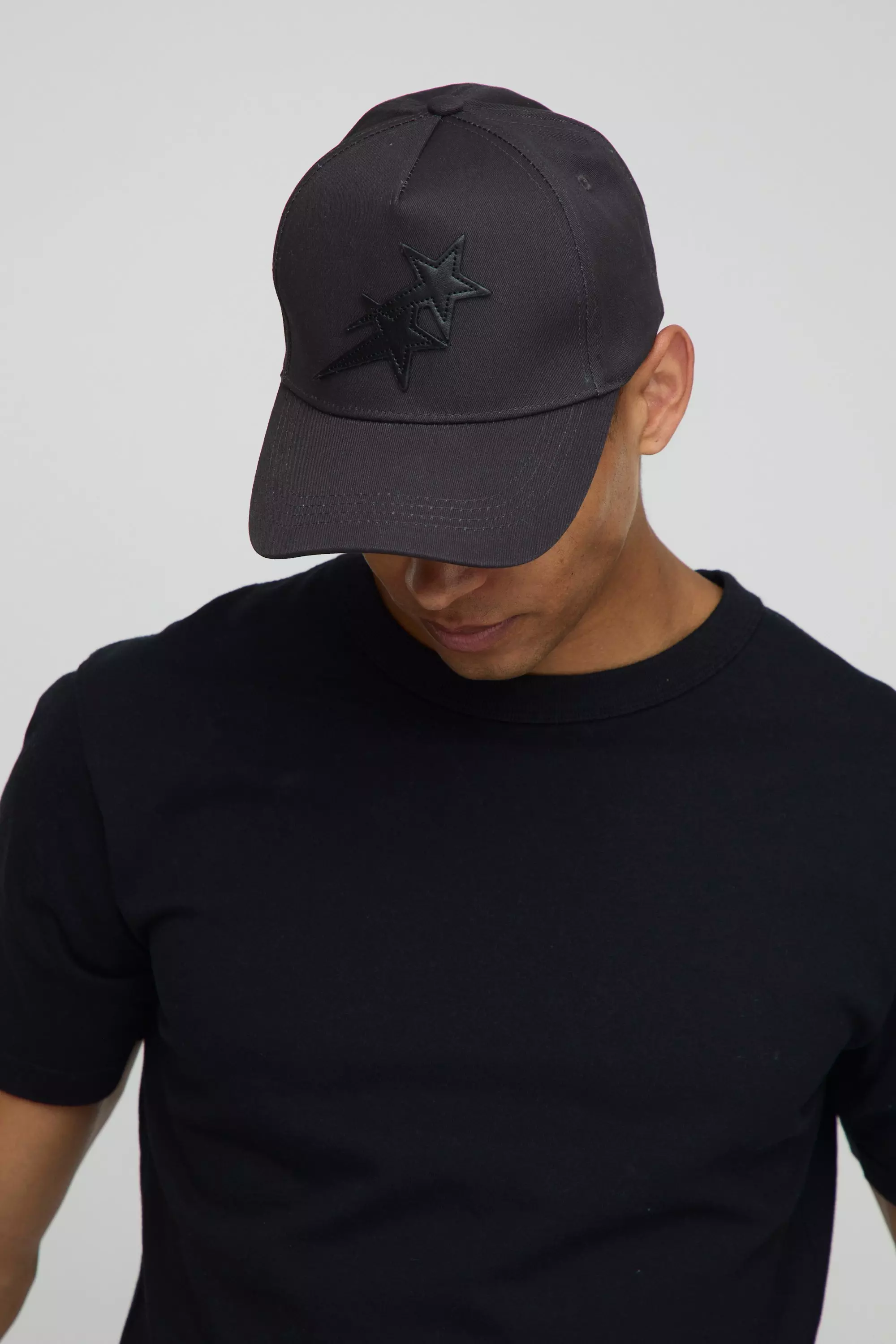 Multi Star Applique Cap Black