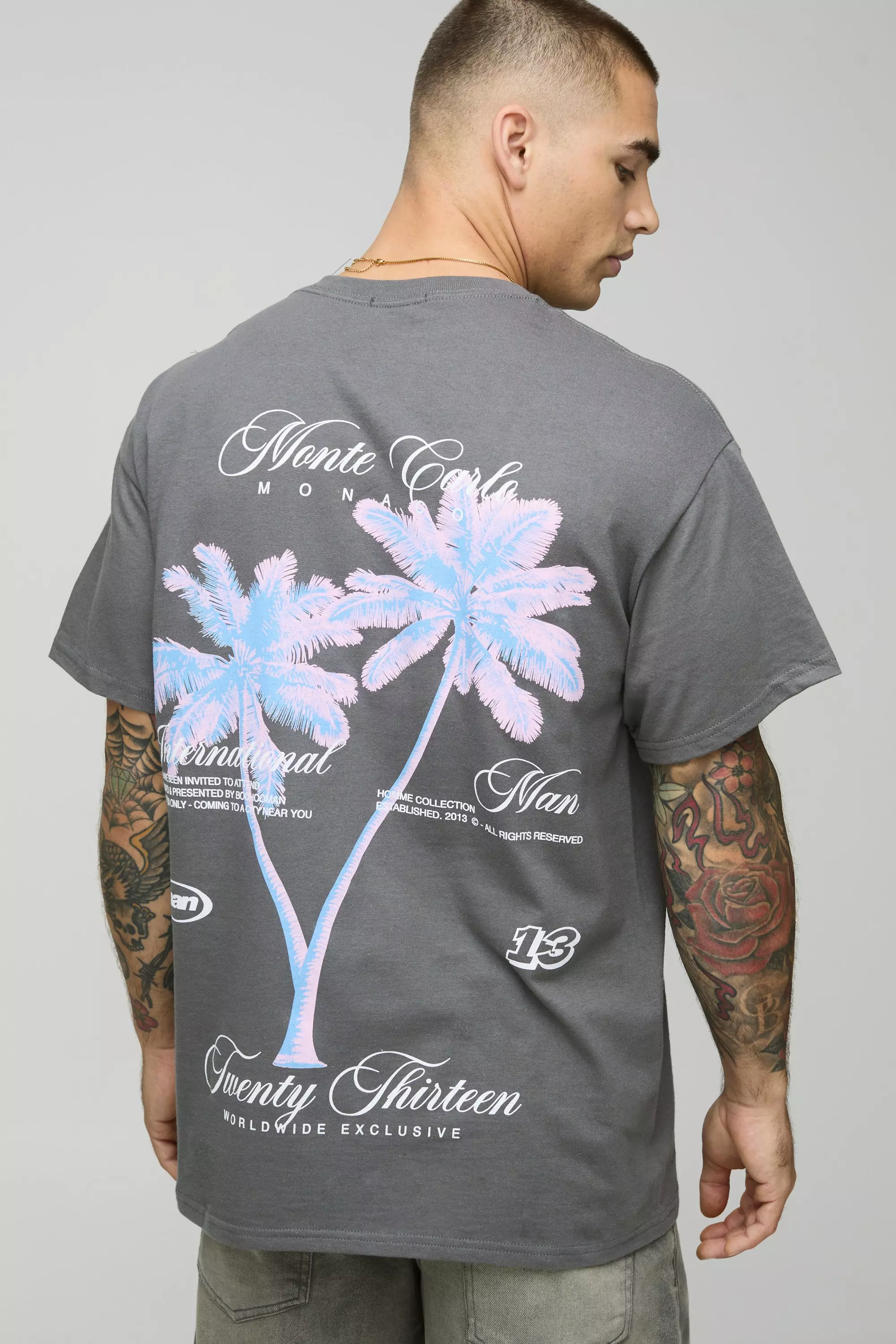 Oversized Blurred Palm Print Graphic T-Shirt | boohooMAN USA